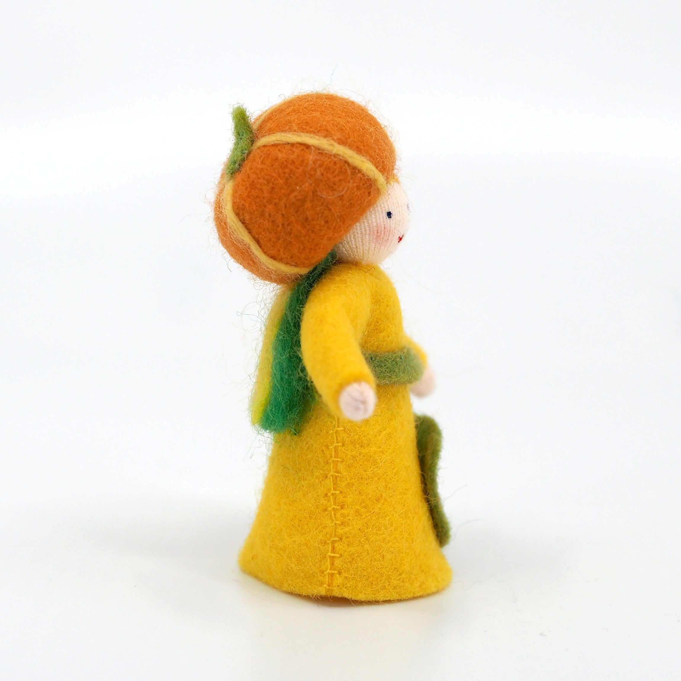 Handmade Pumpkin Fairy Waldorf Doll - Natural Felted Wool Toy for Kids, Two Skin Tones - Perfect for Waldorf Education, Imaginative Play & Seasonal Decor