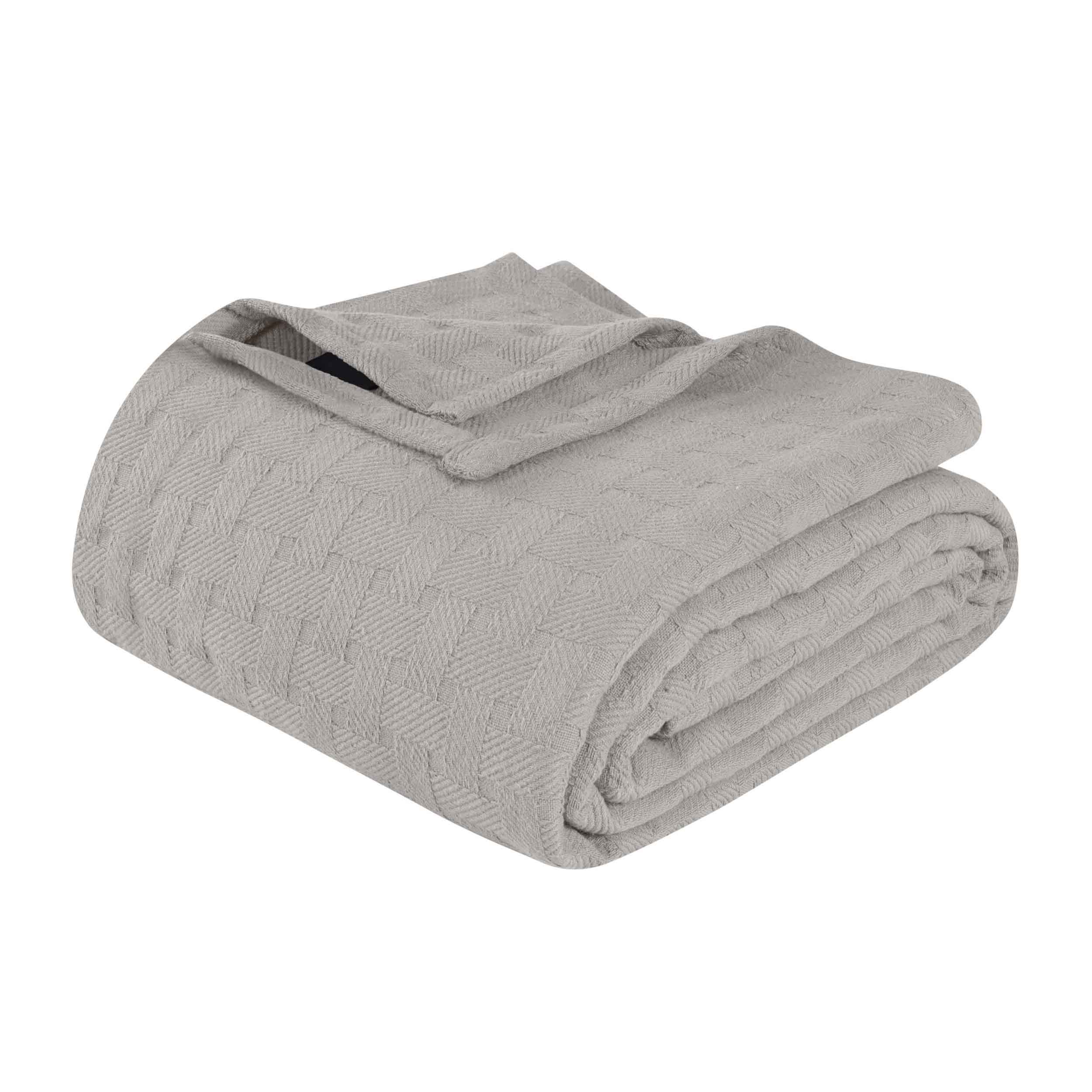 Soft Basketweave All-Season Cotton Bed Blanket & Sofa Throw - Lightweight Breathable Blanket for Bedroom, Living Room, Travel and Outdoor Use