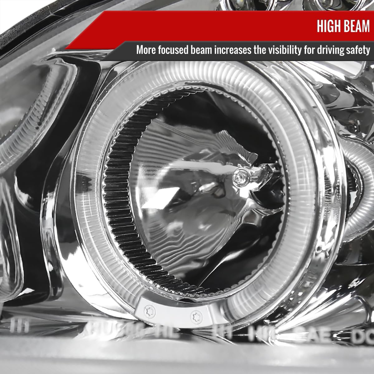 99-00 2/3/4Dr Clear LED Halo Projector Headlights Pair - Left & Right Compatible with [Car Model] - Bright White Light for Night Driving & Enhanced Visibility