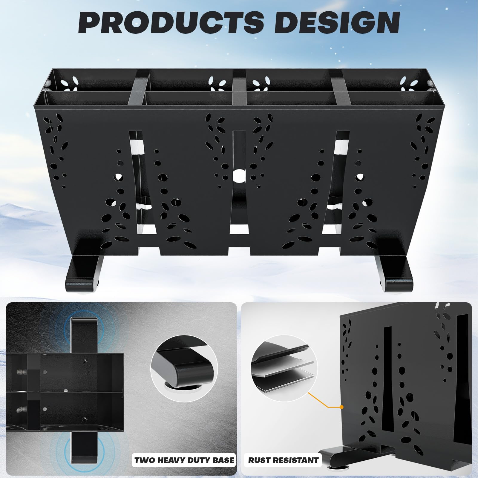 Heavy Duty 4 Pair Freestanding Steel Ski Storage Rack for Garage & Home - Indoor Ski Holder Organizer for Snowboards, Skis & Winter Gear - Perfect for Ski Equipment Storage in Basement, Mudroom or Cabin