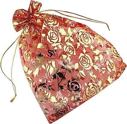 Premium Gold Organza Gift Bags with Drawstring - 9x12 cm Mesh Pouches for Makeup, Candy, Baby Shower & Christmas Party Favors (Pack of 30) - Elegant Packaging for Weddings, Birthdays & Special Events