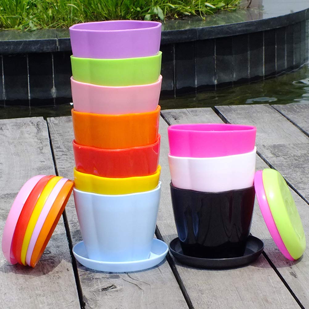 Decorative Plastic Flower Pots for Garden, Succulents, Bonsai & Plants - Indoor & Outdoor Planter Containers for Home Decor & Gardening