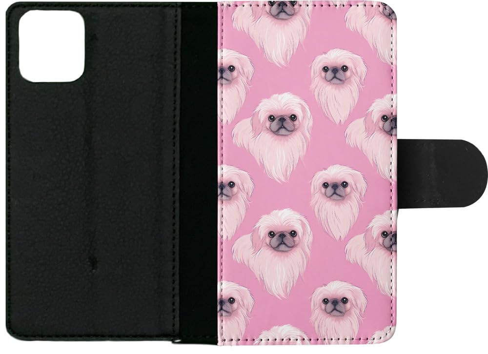 Cute Pekingese Puppy Dog Pattern Faux Leather Flip Wallet Phone Case for Apple iPhone 11 Pro - Perfect for Everyday Use, Travel & Gift Giving