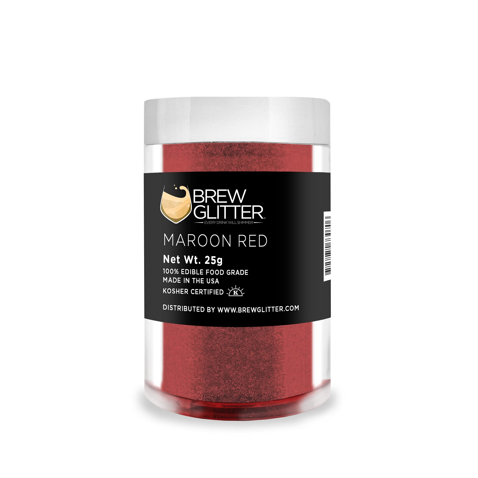 Maroon Red Edible Glitter for Drinks - KOSHER & HALAL Certified Food Grade Glitter for Cocktails, Beer & Beverage Garnish | Vegan, Gluten & Nut Free | 25g Shimmer Powder - Perfect for Party Drinks, Wedding Cocktails & DIY Cake Decorations