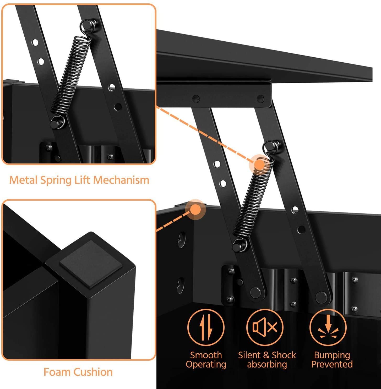 Minimalist Lift Top Coffee Table with Hidden Storage Compartment & Shelves - Modern Wooden Cocktail Table for Living Room, Bedroom, or Office (Brown) - Perfect for Small Spaces, Entertaining & Organization