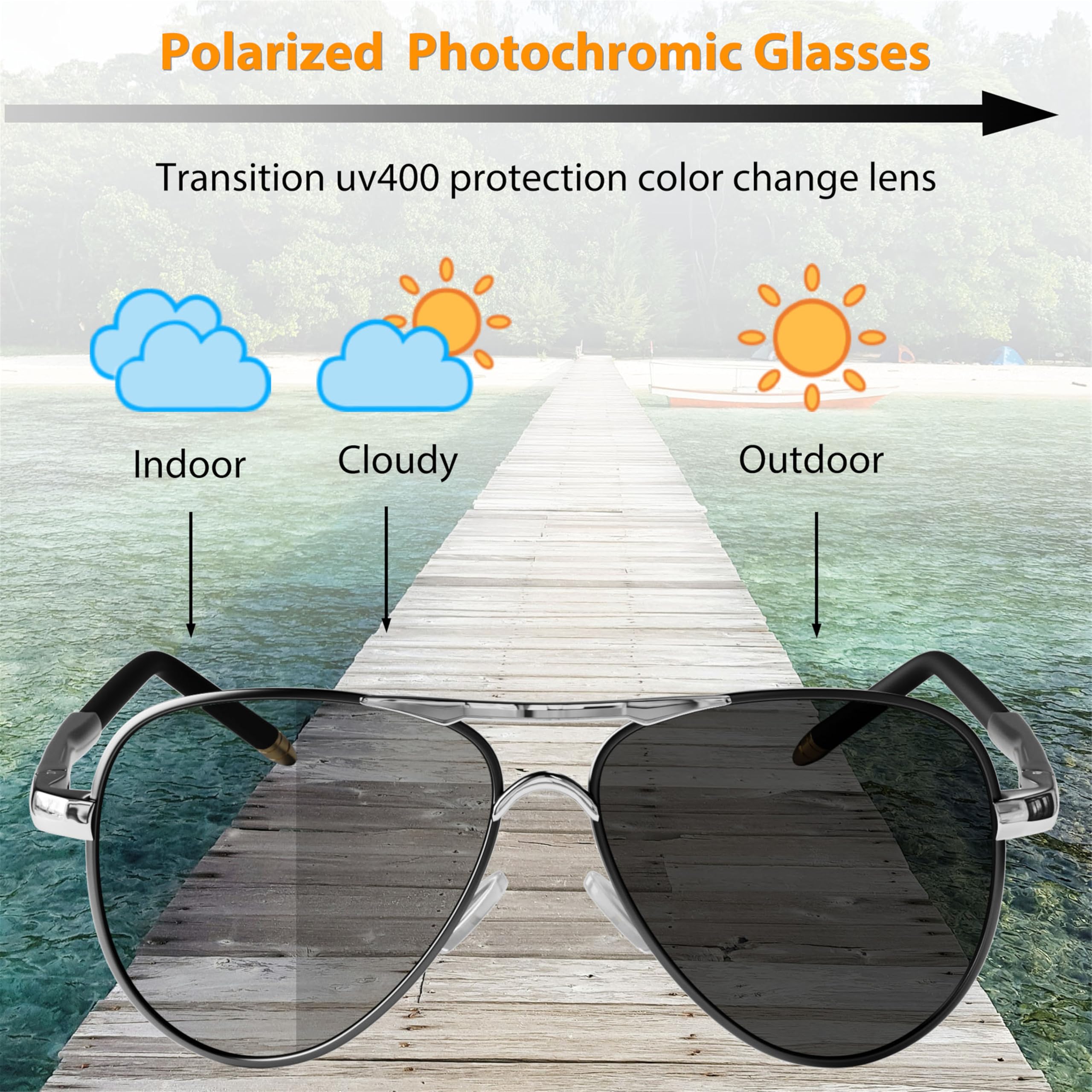 ROCKNIGHT Polarized Aviator Sunglasses for Men & Women - Lightweight Metal Flat Top UV400 Protection - 58mm Lens for Driving, Outdoor & Fashion Use