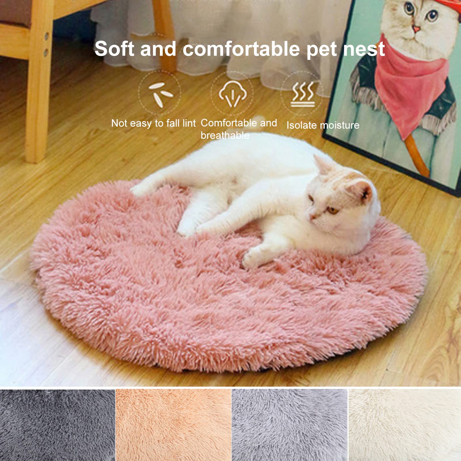 Galand Round Plush Cat Bed & Dog Bed for Small Medium Large Pets - Soft Comfy Washable Fluffy Pet Bed with Calming Nest Design - Perfect for Living Room, Bedroom or Pet Travel (Brown)