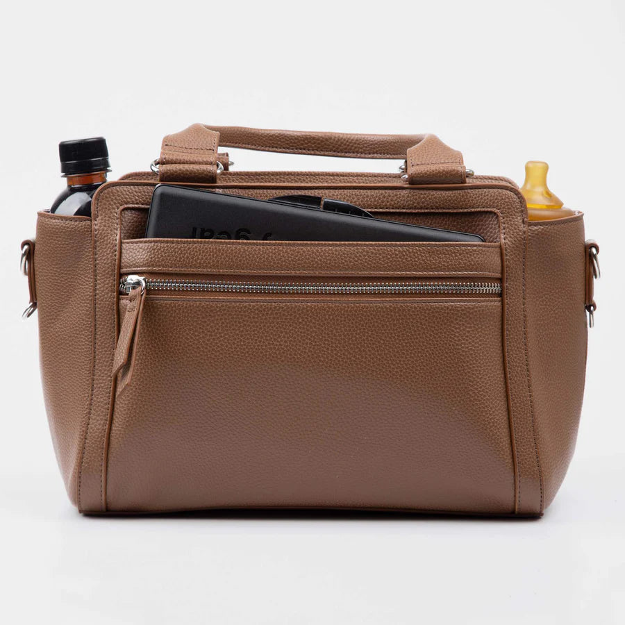 Vanchi Amelia Convertible Diaper Bag & Stroller Organizer - Pebbled Tan | Perfect for Baby Essentials, Travel & On-the-Go Parents