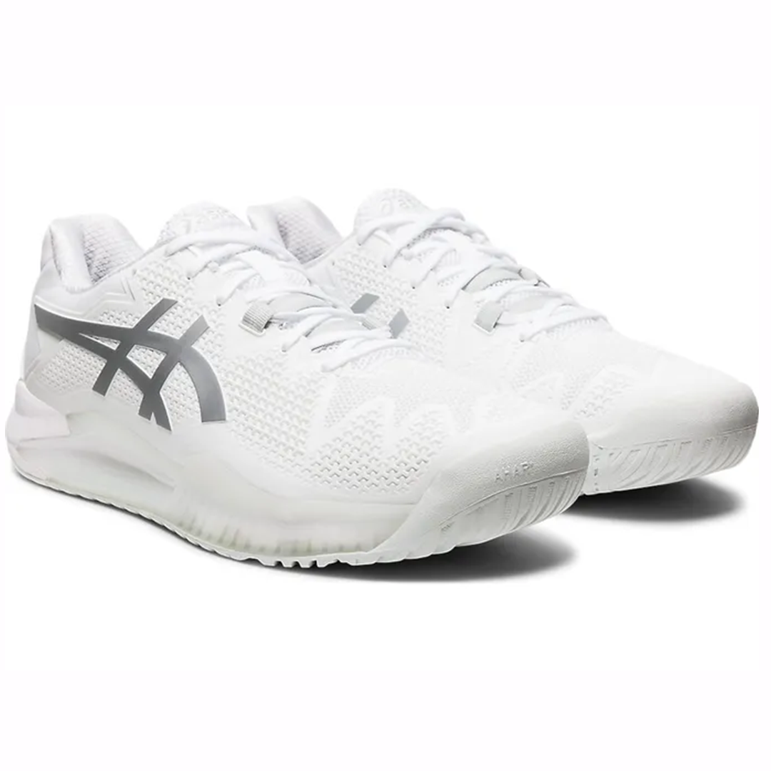 ASICS Resolution 9 Women's Tennis Shoes - White/Pure Silver | High-Performance Court Shoes for Women | Perfect for Tennis, Pickleball & Gym Training