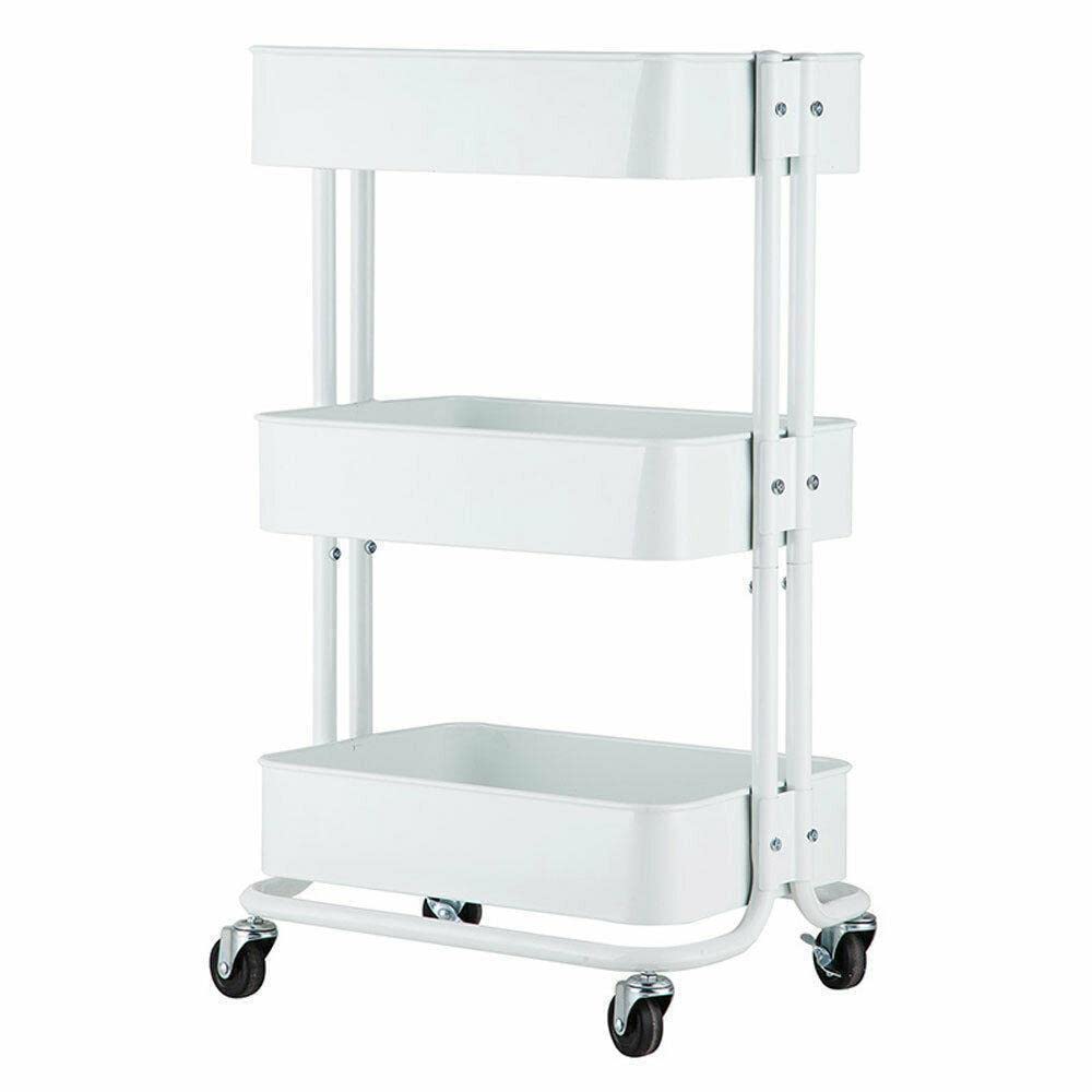 Stainless Steel Rolling Utility Cart - 3-Tier Mobile Kitchen Trolley with Locking Wheels | Heavy Duty Storage Shelves & Rack | Perfect for Small Kitchen Organization, Restaurant Prep, Garage Workshop & Home Office Use