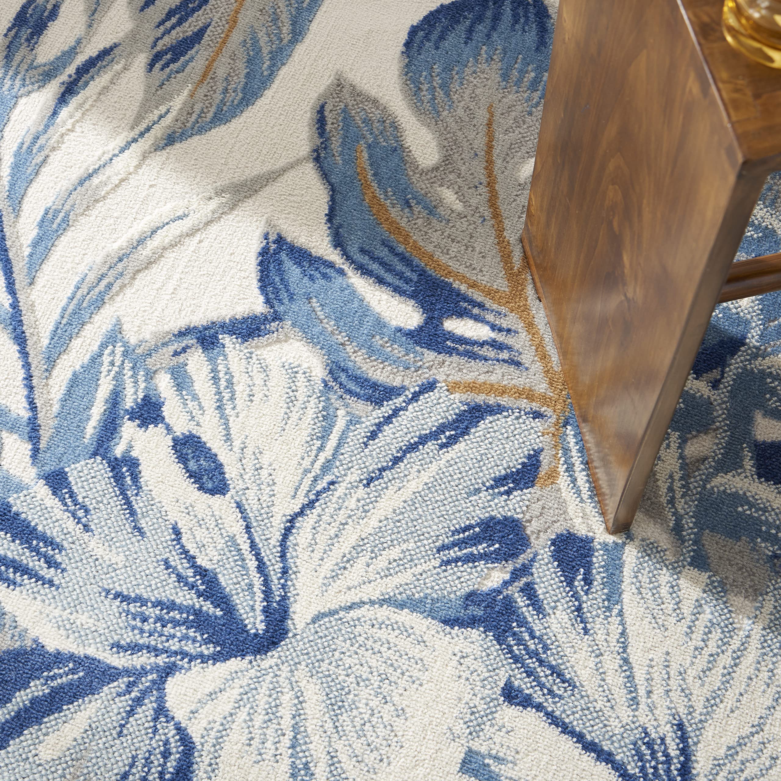 Nourison Seaside Modern Tropical Ivory Blue 5'3