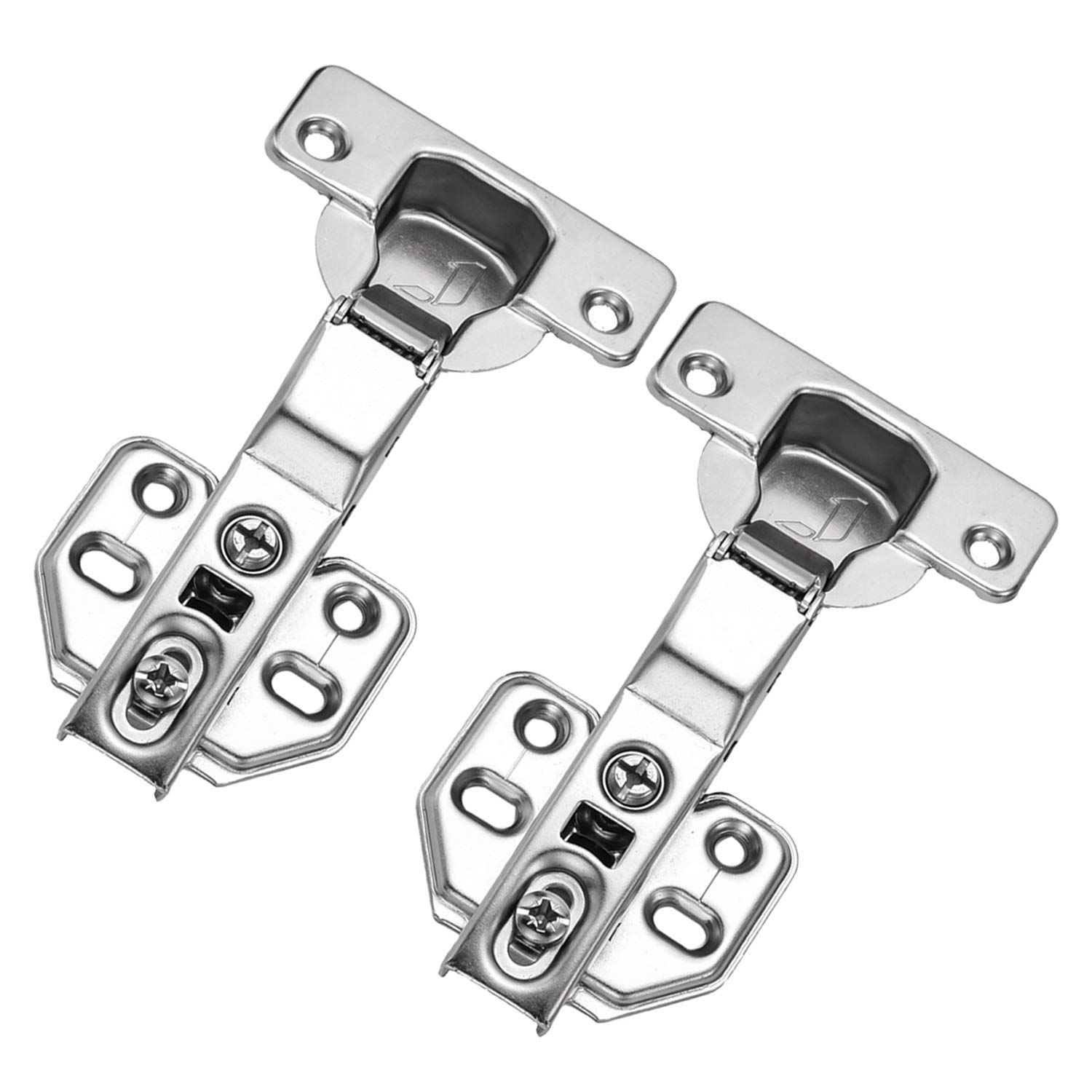 Luokim 4-Piece Half Overlay Cabinet Hinges 105° Soft Close Frameless Door Hinges - Nickel Plated Finish for Kitchen Cabinets, Bathroom Vanities & Wardrobe Doors