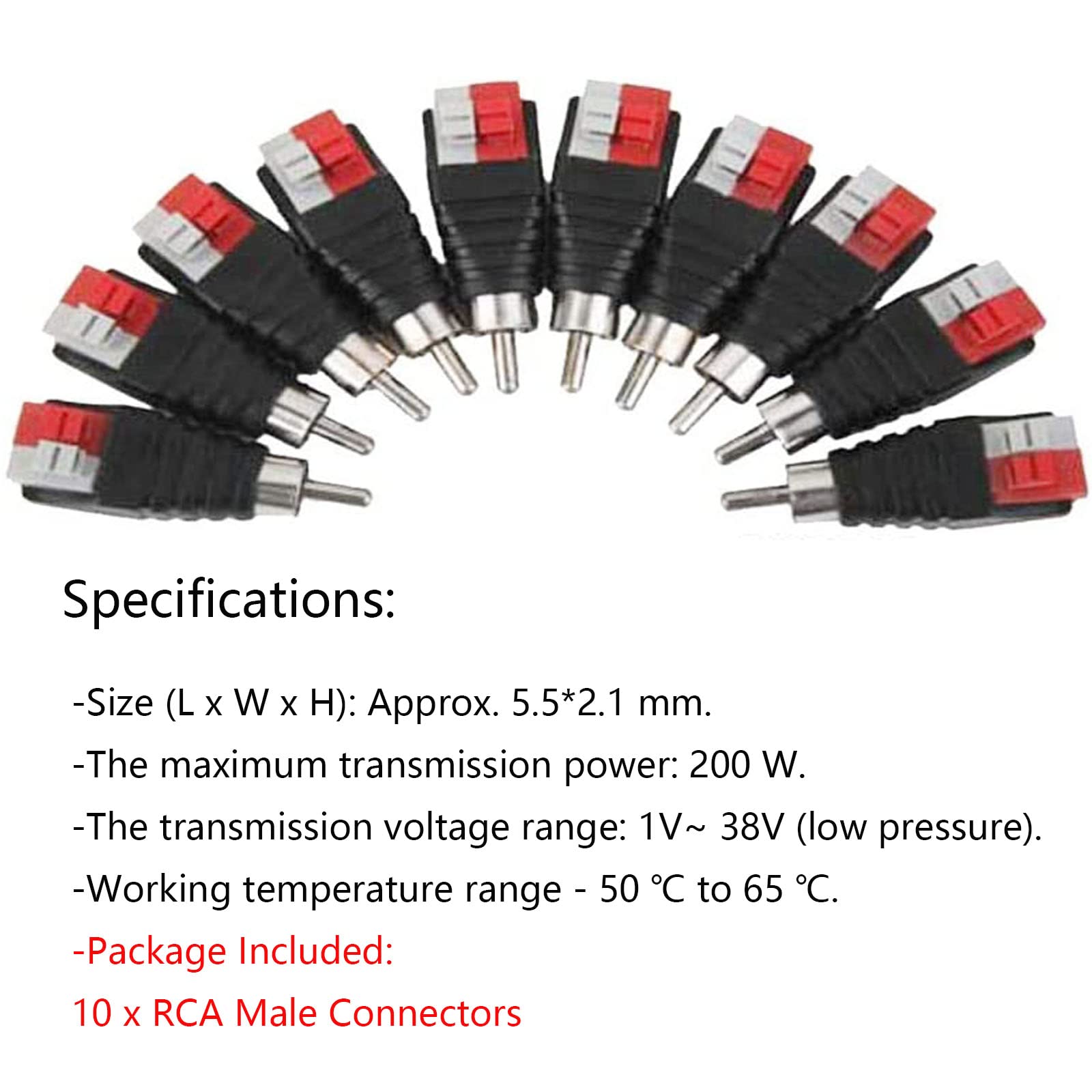 Xafissy 10-Pack RCA Plugs for Speaker Wire - Gold Plated Audio Connector Adapter (Male/Female) with 2 Screw Terminals - Perfect for Home Theater, CCTV Systems & Car Audio Installations