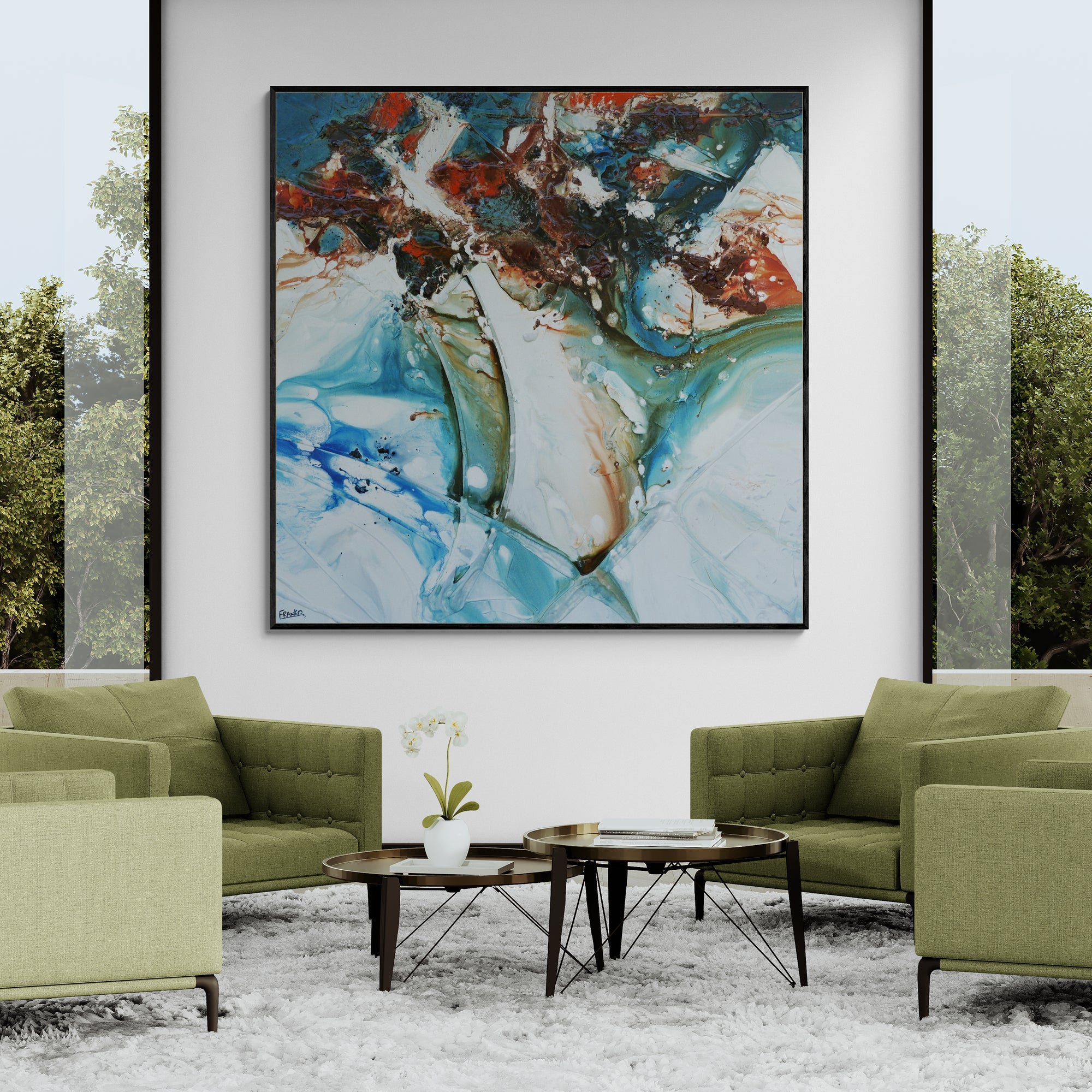 Midnight Denim 150cm x 150cm Rustic Blue Textured Abstract Canvas Wall Art - Modern Home Decor for Living Room, Bedroom & Office