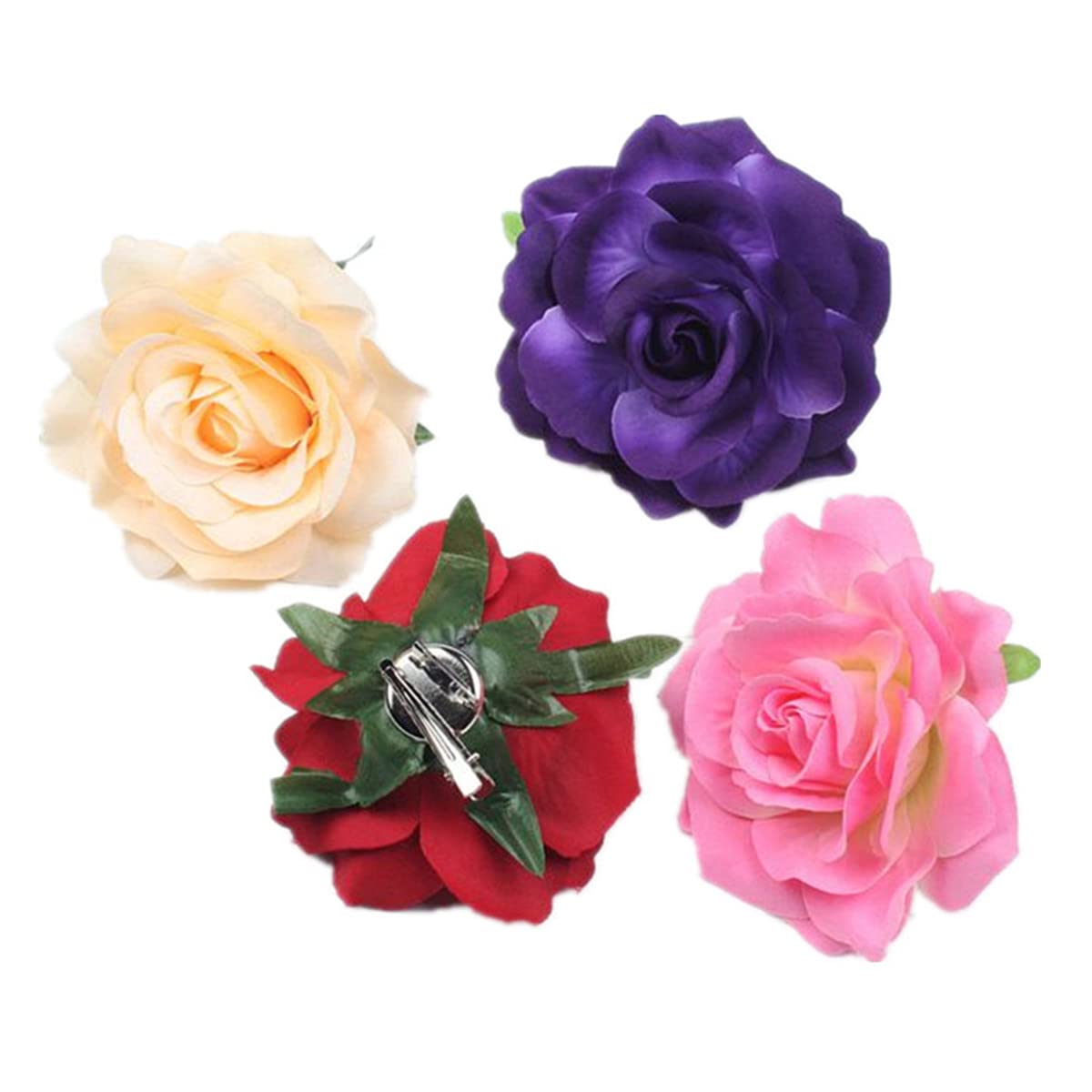 Rose Hair Clips for Women - Floral Brooch Hair Accessories with Rose Flowers, Wedding & Party Headpieces (Red) - Perfect for Bridal, Prom, Birthday & Special Occasions