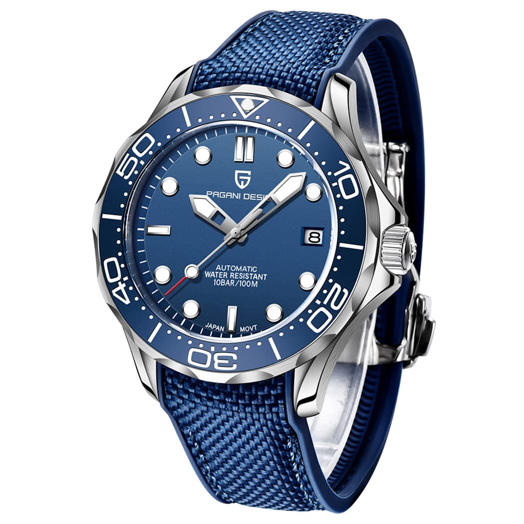 Pagani Design Men's Automatic Dive Watch - Japanese NH35 Movement, Sapphire Crystal, Date Display, Luminous Hands - Perfect for Business, Casual & Water Sports (Model PD-1667)