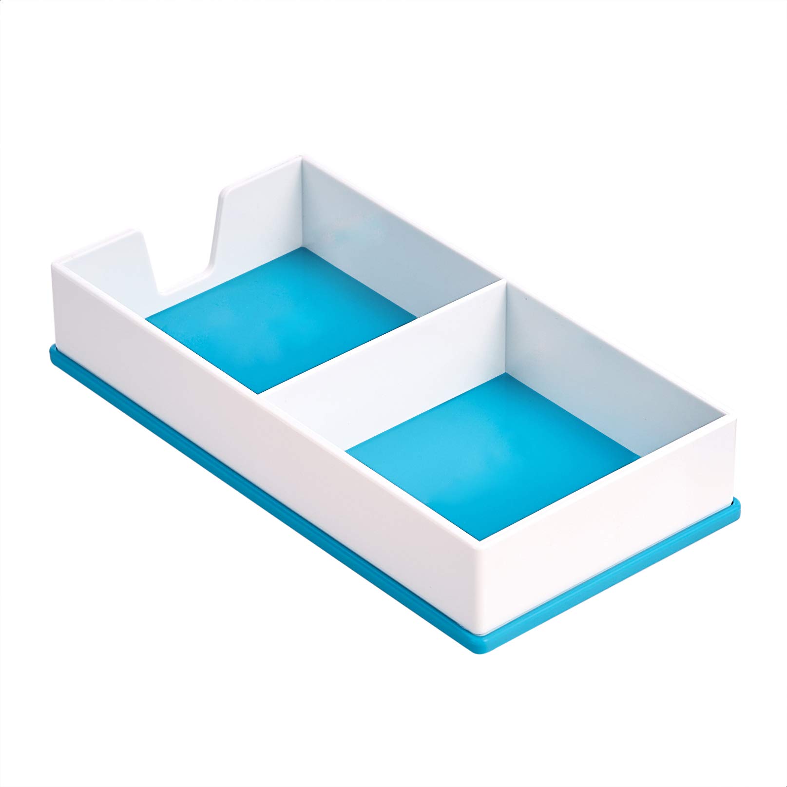 Amazon Basics Sticky Note Holder - Blue and White, Desktop Organizer for Office, School & Home Use - Perfect for Notes, Memos & Reminders