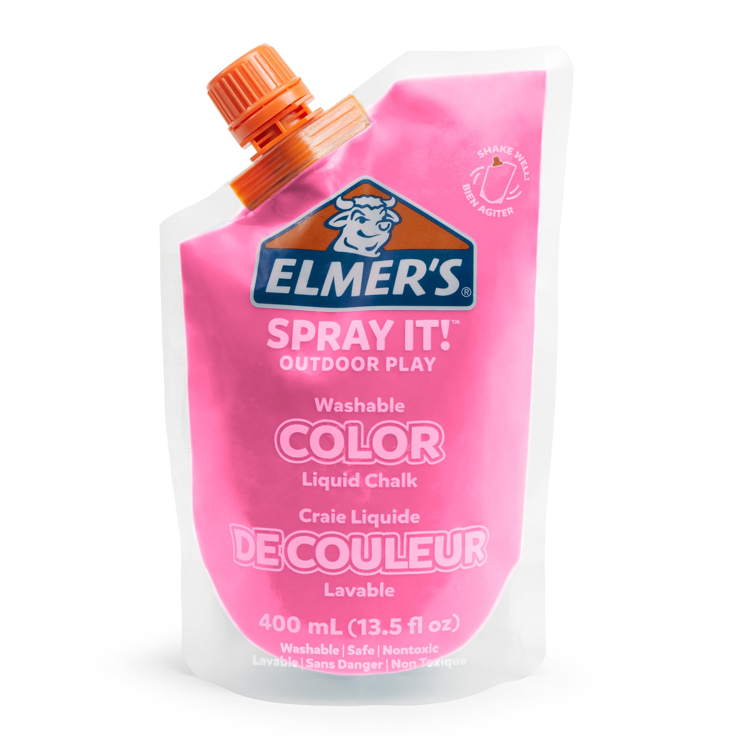 Elmer's Washable Liquid Chalk Refill Pouch - Pink Outdoor Chalk for Kids, Non-Toxic & Easy Clean, 1 Count - Perfect for Sidewalk Art, Driveway Games & Outdoor Play Activities
