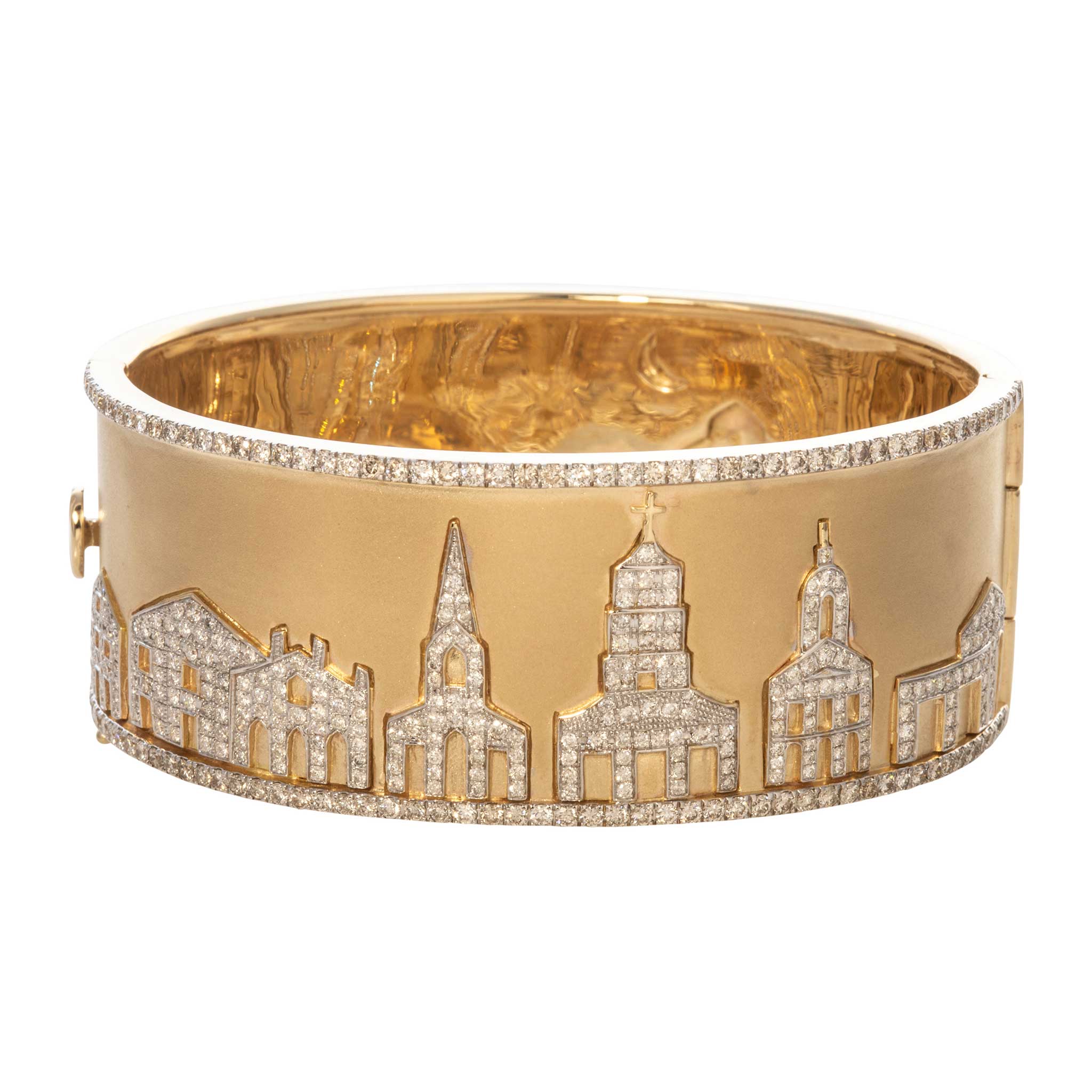Elegant Charleston Skyline Cuff Bracelet with Genuine Diamonds - Perfect for Evening Parties & Special Occasions
