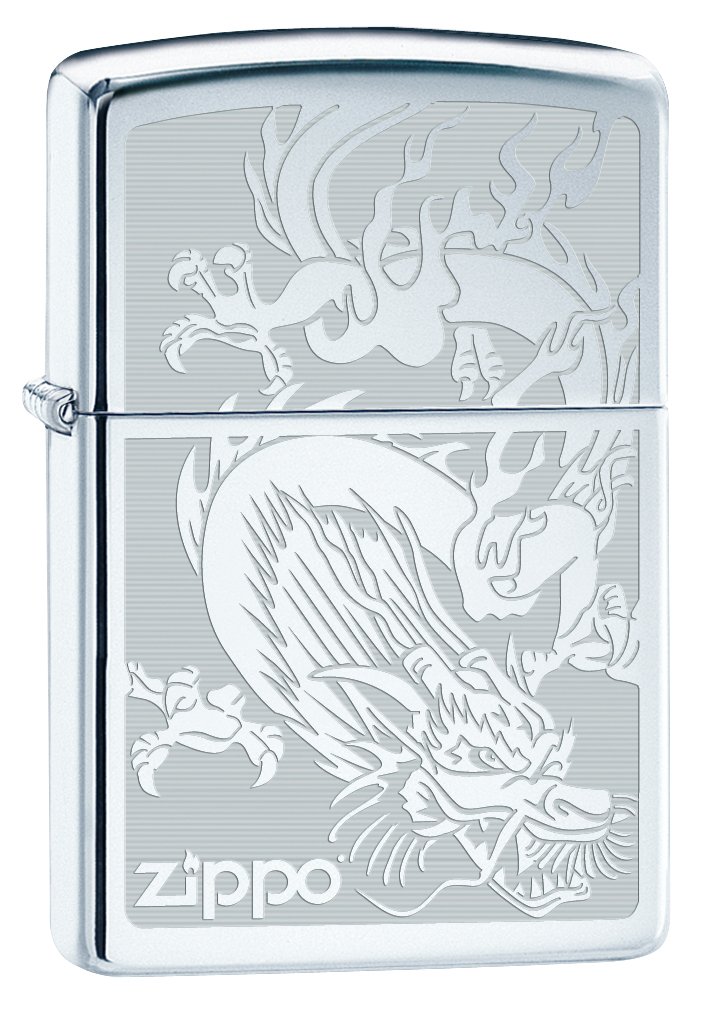 Premium Zippo Lighter with Dragon Engraving - High Polish Chrome 76458 - Perfect for Collectors, Outdoor Adventures & Gifting