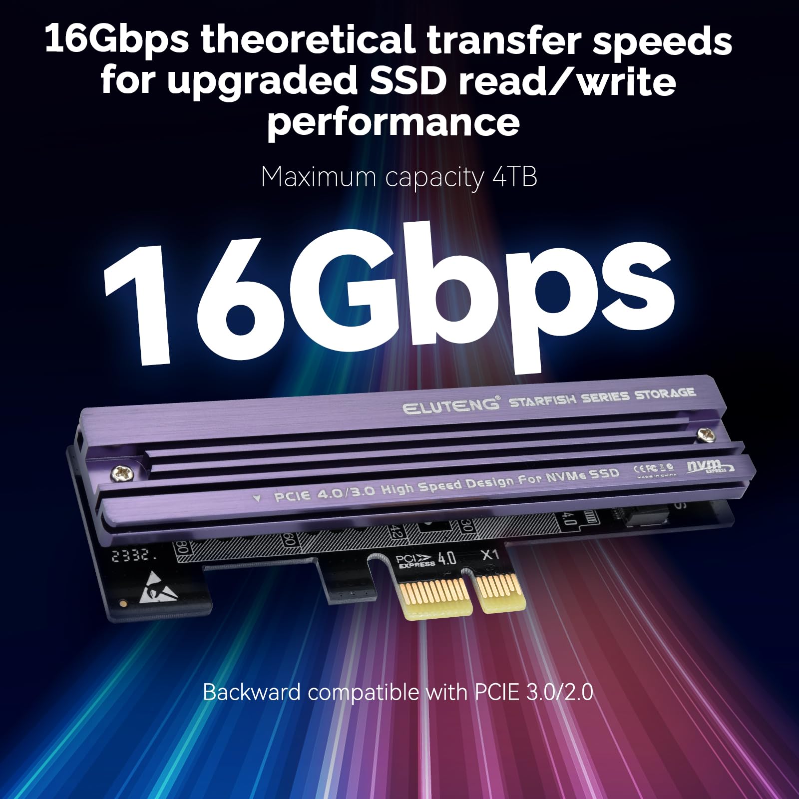 ELUTENG PCIe NVMe Adapter with Aluminum Heatsink - M.2 SSD to PCIe Converter Card for 2230/2242/2260/2280 Drives - Supports PCIe X1/X4/X8/X16 Slots & Low Profile Bracket - Max 4TB Capacity - Perfect for Gaming PCs, Workstations & Server Upgrades