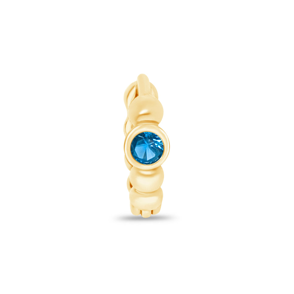 14k Yellow Gold Blue Topaz Beaded Hoop Earrings for Women - Elegant Dangle Jewelry for Parties, Weddings & Special Occasions