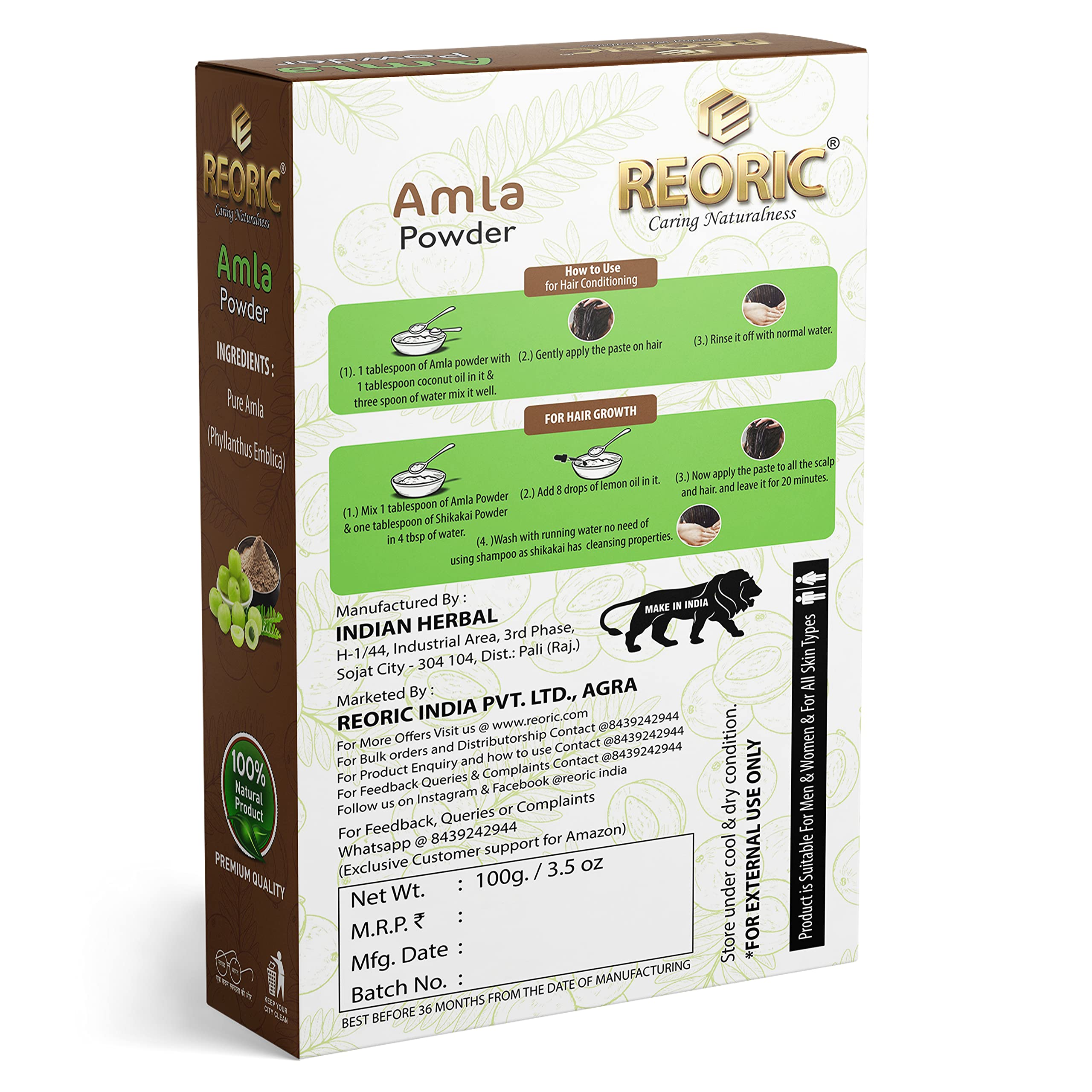 Organic Amla Powder & Indigo Powder for Hair Growth - Indian Gooseberry & Natural Hair Dye (200g, Pack of 2) | Chemical-Free Hair Color for Women | Promotes Healthy Hair & Scalp | Perfect for DIY Hair Masks & Natural Hair Care Routine