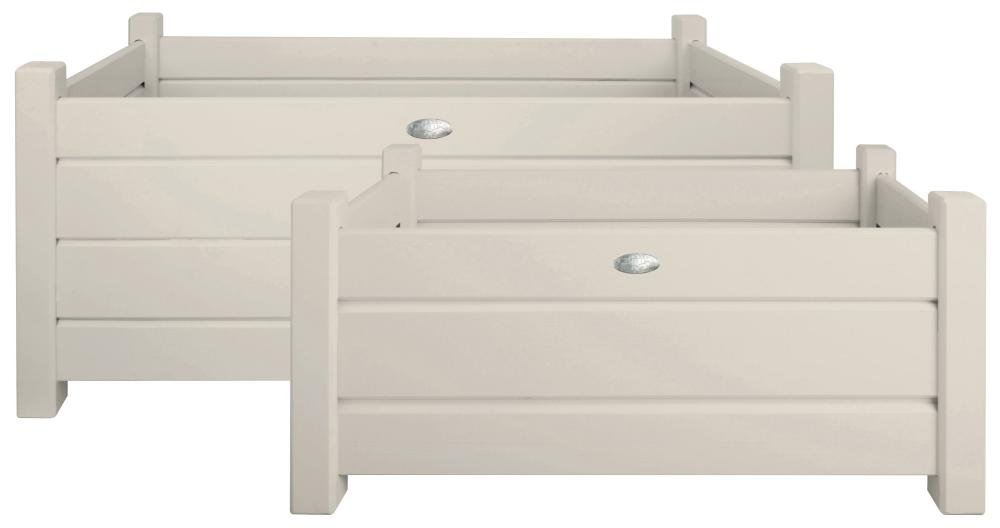 Esschert Design White Rectangular Planters - Set of 2 Modern Outdoor Garden Plant Pots for Patio, Balcony & Home Decor