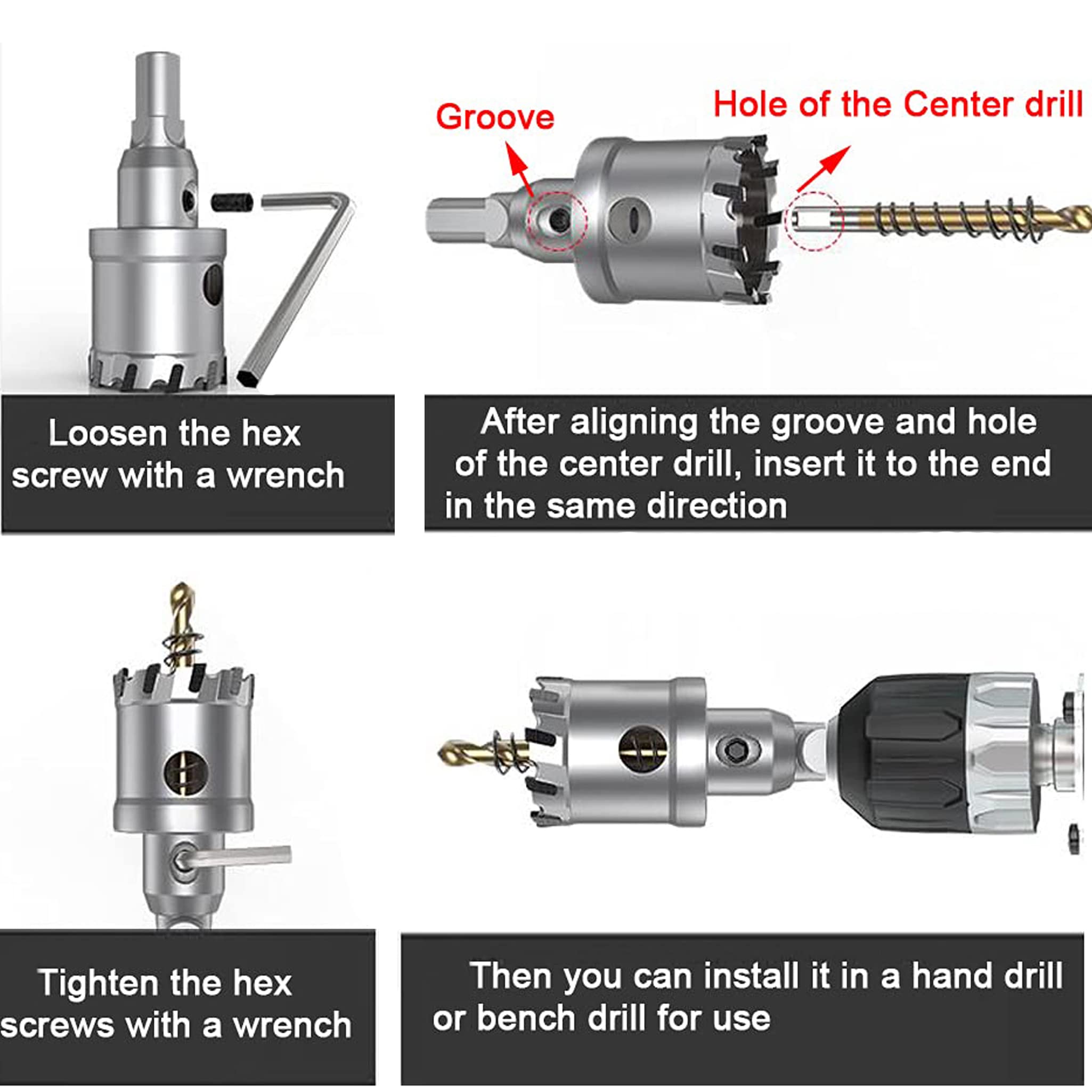 High-Speed Carbide Drill Bit Set - KEWAYO Premium Metal Hole Saw for Iron, Aluminum & Steel Plate - Triple Handle Design for High Hardness Drilling - Perfect for DIY, Construction & Metalworking Projects