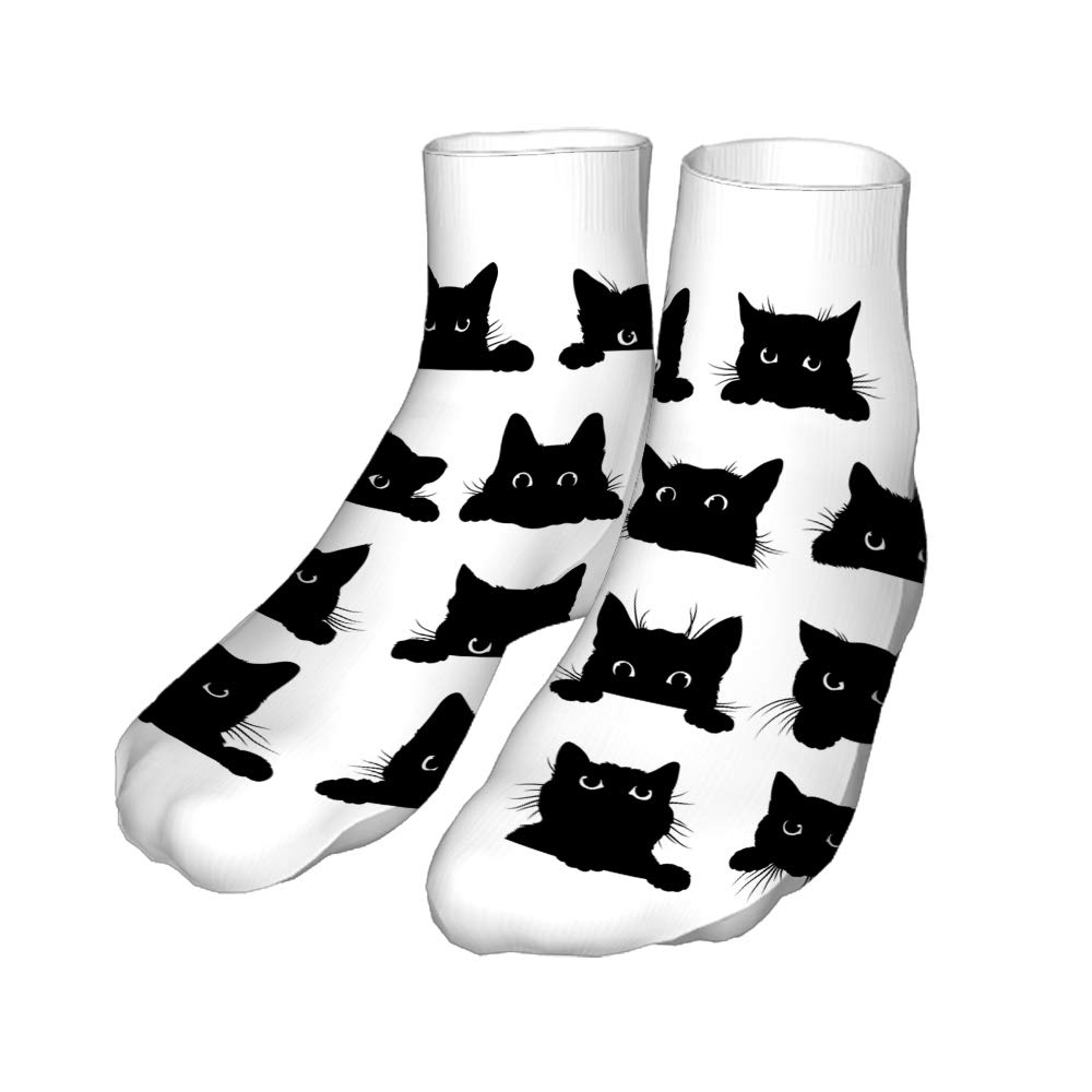 Swono Black Cats Novelty Crew Socks - Soft & Cozy Unisex Socks for Men & Women (30cm) - Perfect for Casual Wear, Gifts & Halloween Costumes