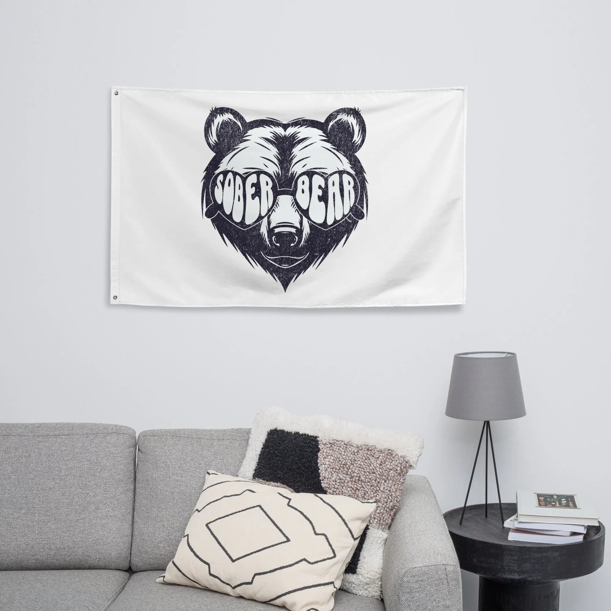 Sober Bear Flag - Motivational Sobriety Banner for Recovery & AA Meetings - Perfect for Home, Office, and Support Group Decor