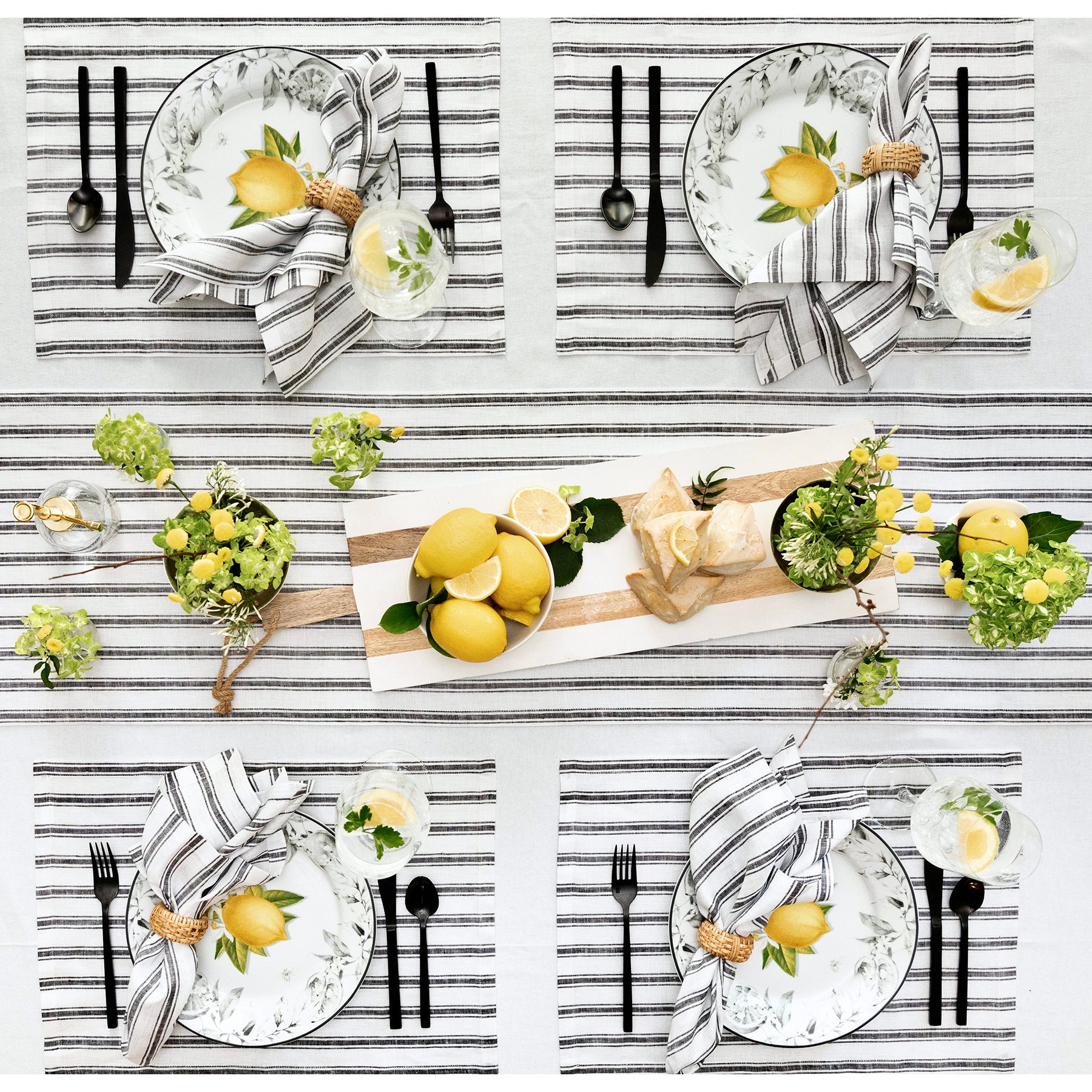 Stylish Capri Ticking Stripe Placemats - Set of 4 Cotton Table Mats for Dining & Kitchen Decor - Perfect for Farmhouse, Coastal, or Modern Home Settings