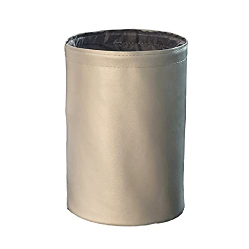 Waterproof Car Trash Can - Foldable Hanging Storage Bin for Vehicles, Leather Mini Trash Basket with Compression Design (Gray) - Perfect for Road Trips, Commuting & Keeping Your Car Clean