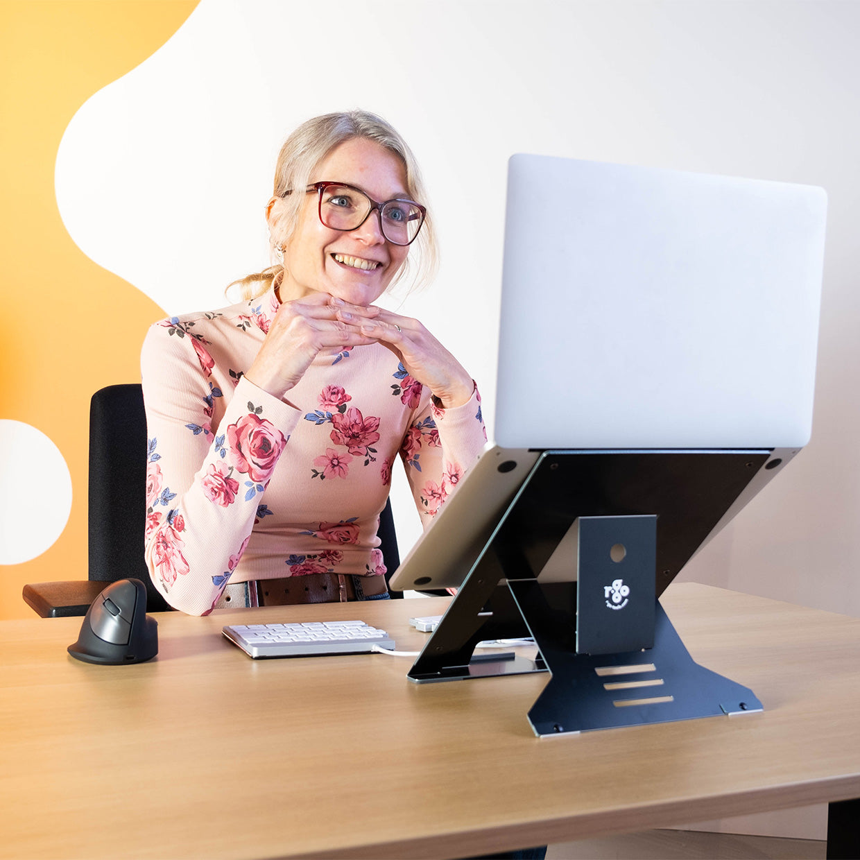 Ergonomic Adjustable Laptop Stand for Desk - Portable Riser Holder with Ventilation, Perfect for Home Office, Work, Study & Gaming - Compatible with MacBook, Notebook & All Laptops up to 17