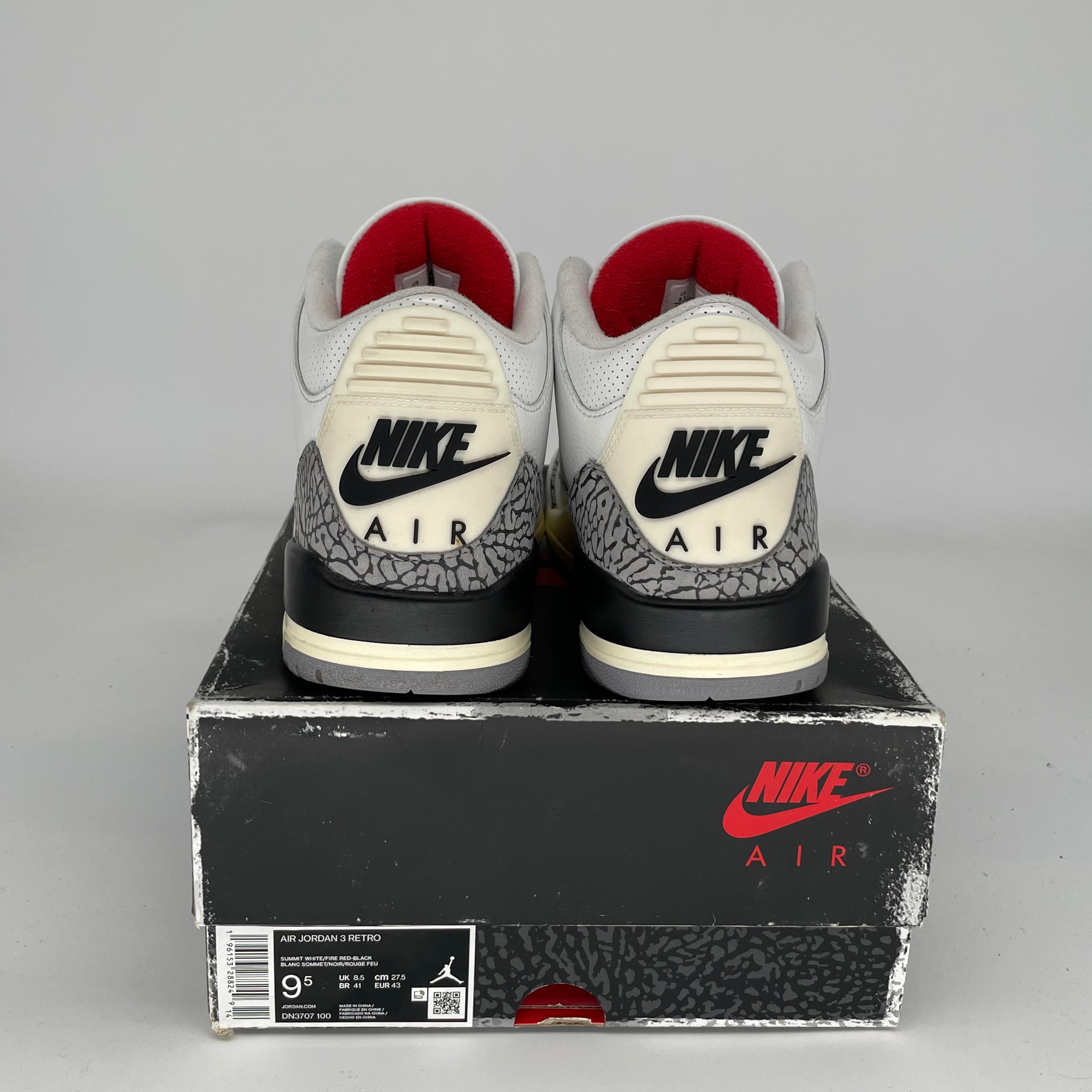 AIR JORDAN 3 White Cement Reimagined Retro Sneakers - Men's Size 9.5 (DN3707-100) - Authentic Basketball Shoes for Streetwear & Casual Style