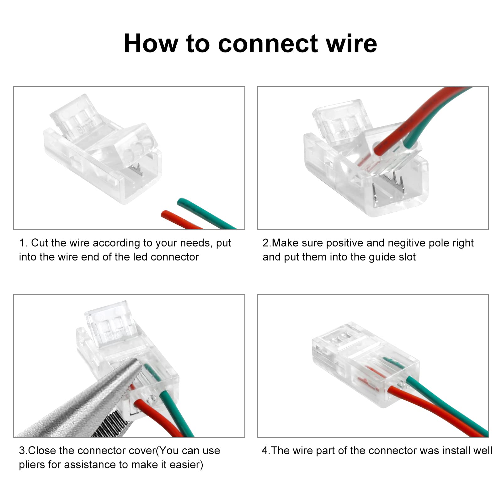 RGBZONE 10Pcs 2 Pin 8mm COB LED Connectors - Solderless LED Strip to Wire Connector for 8mm COB LED Strip Lights, 36V 5A, Gapless Connection - Perfect for Home Lighting, DIY Projects, and Commercial LED Installations