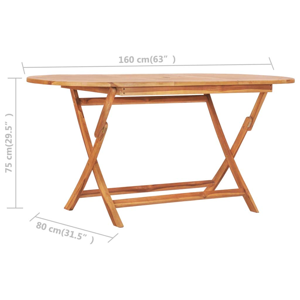 vidaXL 9-Piece Solid Teak Wood Folding Patio Dining Set - Outdoor Garden Table & Chairs, Foldable Balcony Terrace Furniture for Entertaining & Relaxing