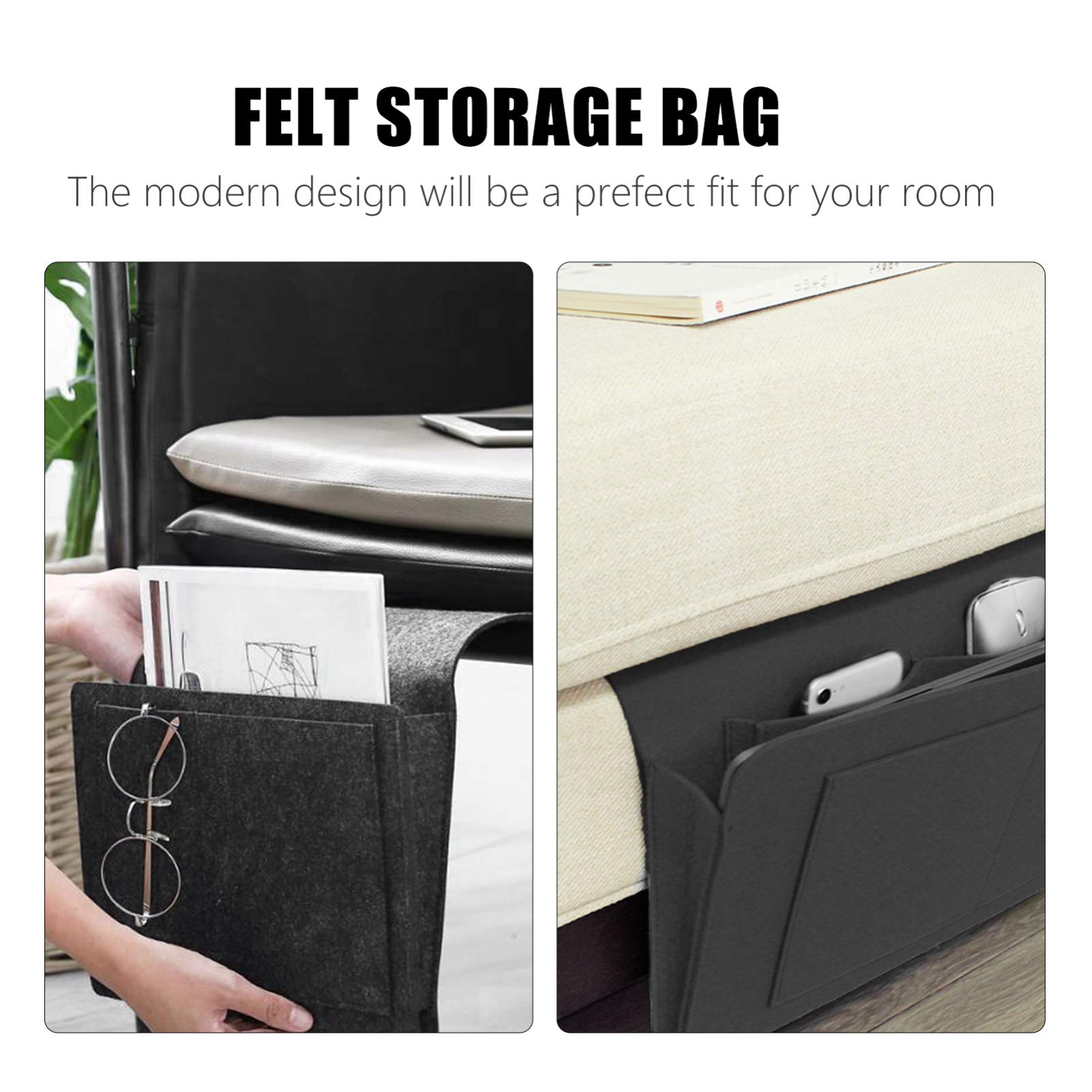 Hemoton Felt Bedside Hanging Organizer Bag - Dormitory & Bedroom Storage Solution for Laptop, Books, and Essentials - Perfect for Sofa, Desktop, and Armrest Organization