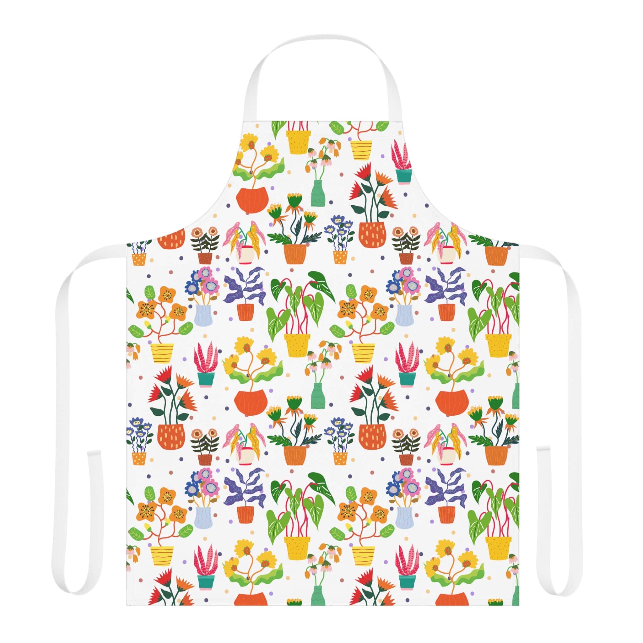 Premium Cotton Potted Plants Design Baking Apron for Cooking, Baking & Grilling - Adjustable & Pockets - Perfect Gift for Home Chefs & Bakers