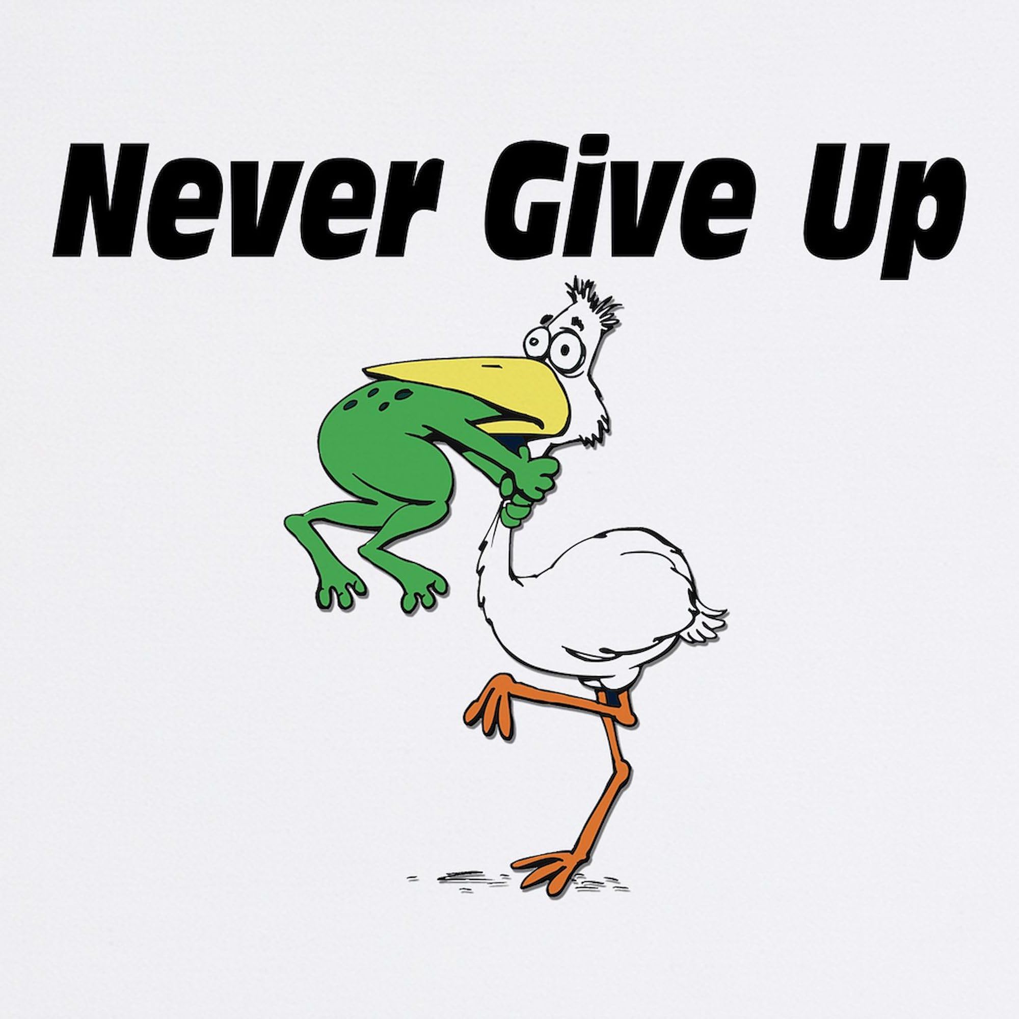 Never Give Up Stork & Frog Non-Slip Rubber Gaming Mouse Pad - Cute Animal Design for Office, Home & Gaming Setup - Perfect for Computers, Laptops & Workstations
