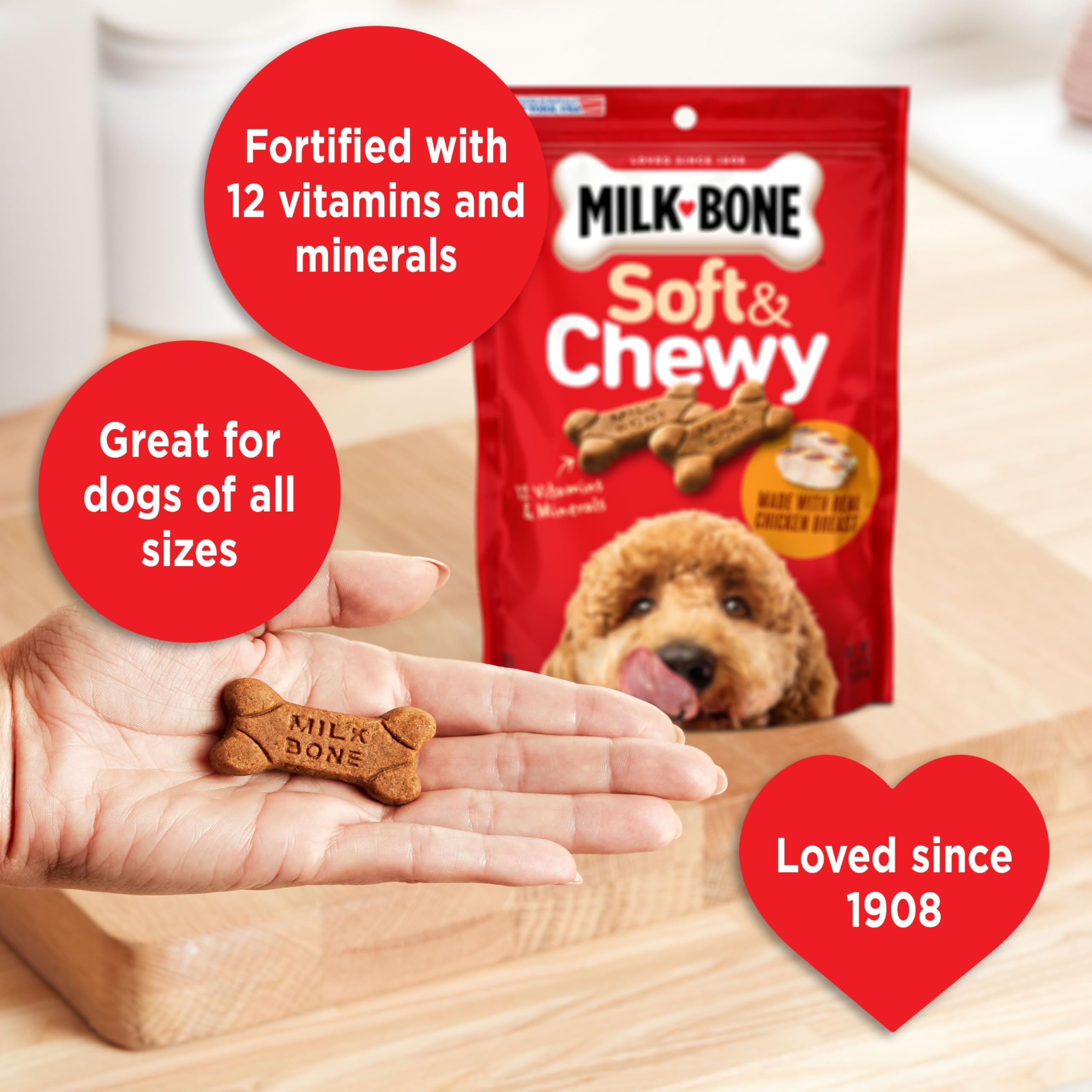 Milk-Bone Soft & Chewy Dog Treats with Real Chicken Breast - 5.6oz (10 Pack) - High Protein Training Snacks for Small & Large Dogs - Perfect for Rewards, Training & Dental Health