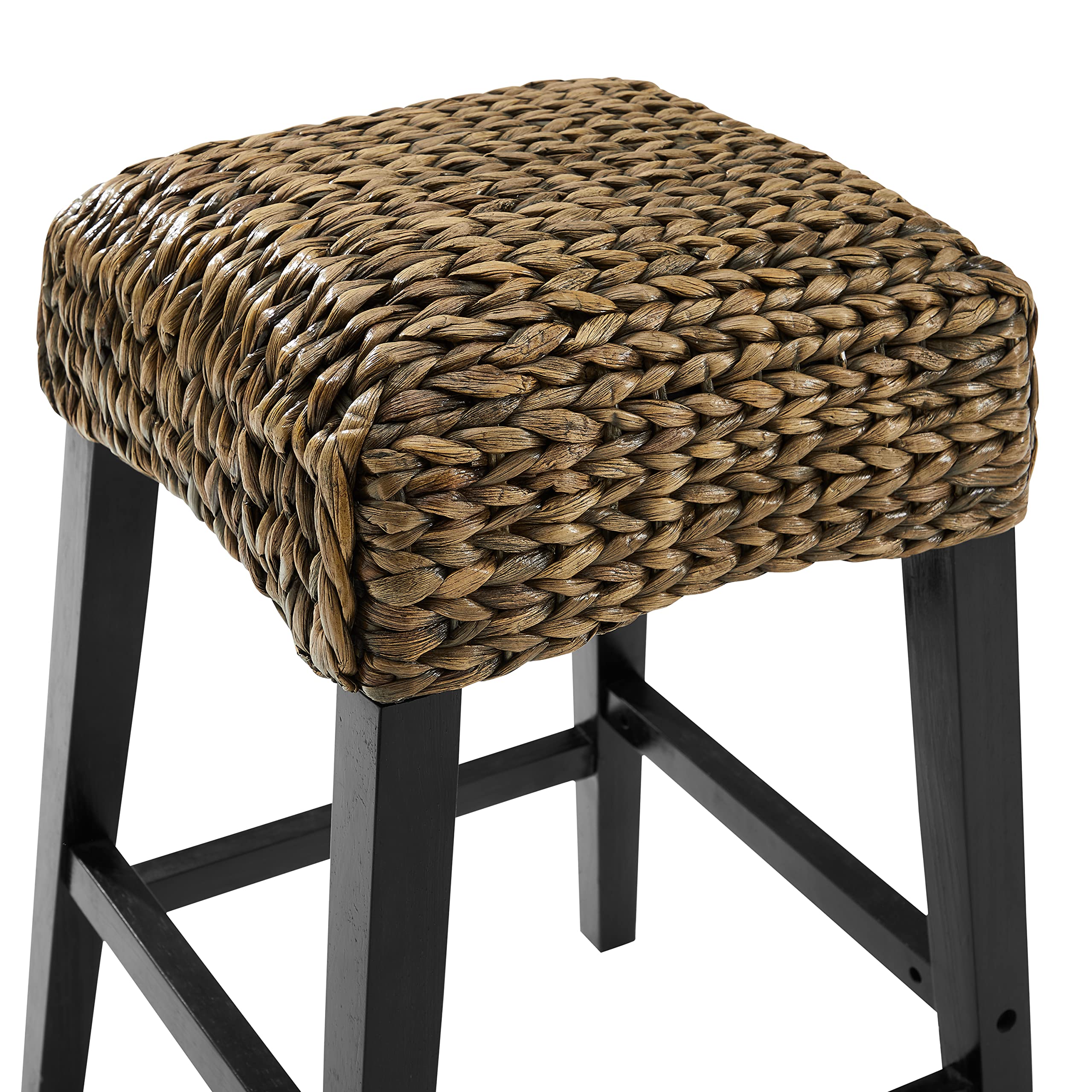 Crosley Edgewater Backless Counter Height Bar Stools Set of 2 - Natural Rattan & Seagrass Handwoven Stools for Kitchen Island, Breakfast Nook & Home Bar Decor