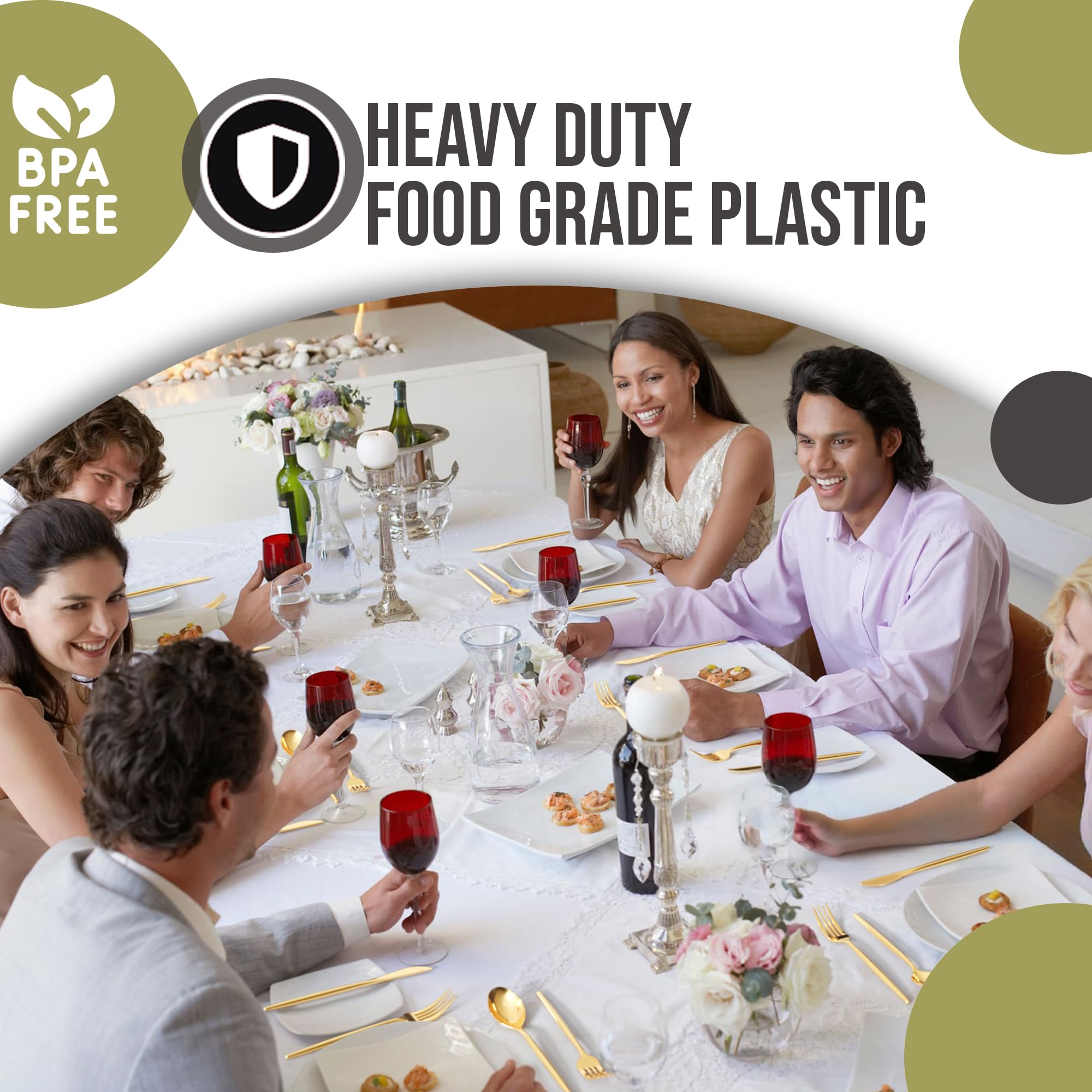 Premium 120-Pack Gold Plastic Cutlery Set - Disposable Forks, Knives & Soup Spoons for Parties, Events & Catering | Elegant Disposable Silverware for Weddings, BBQs & Picnics | Trendables