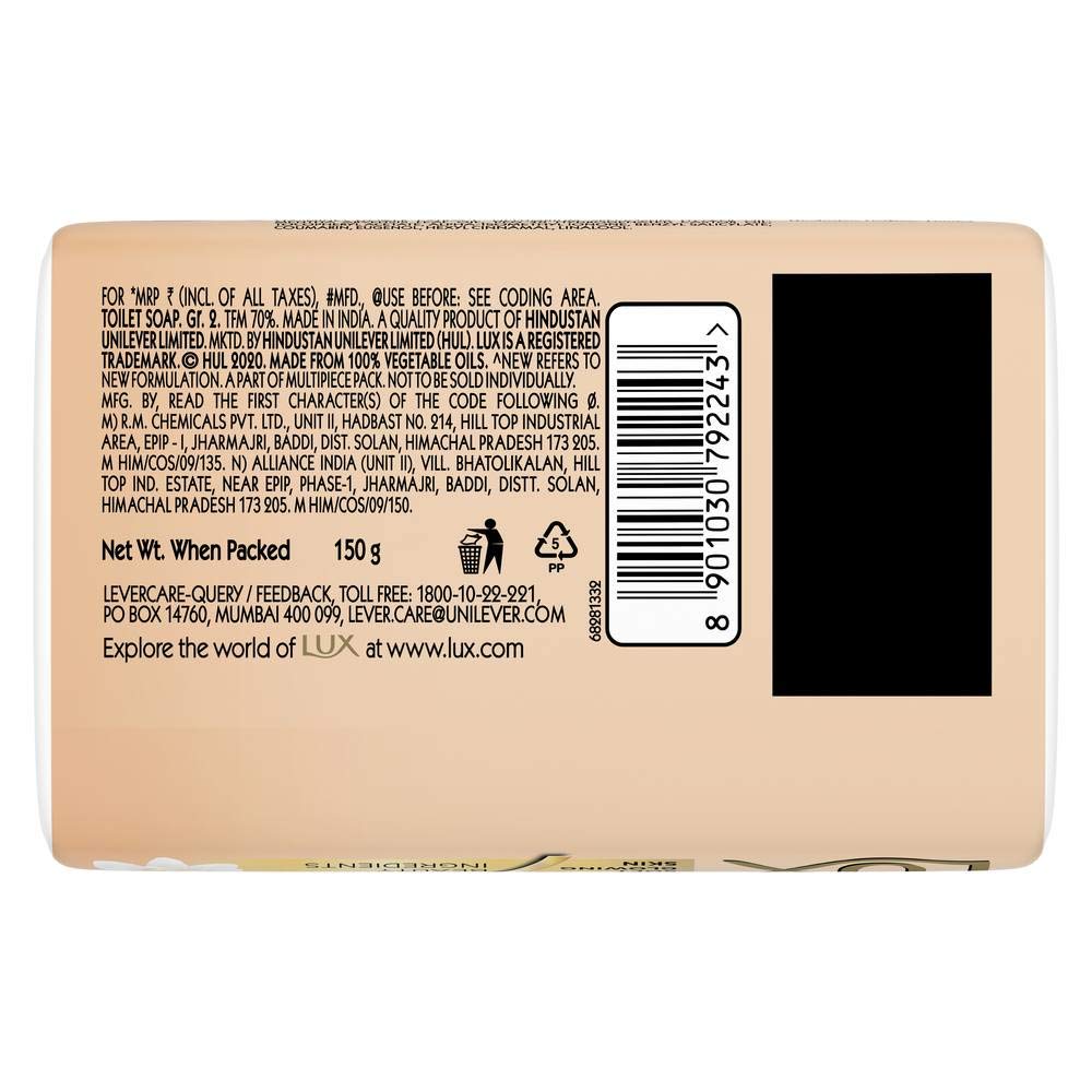 Lux Jasmine & Vitamin E Beauty Soap for Glowing Skin - 3 Pack (150g Each) | Gentle Cleansing, Moisturizing & Skin Brightening | Perfect for Daily Face & Body Care, Spa Days & Gift Sets