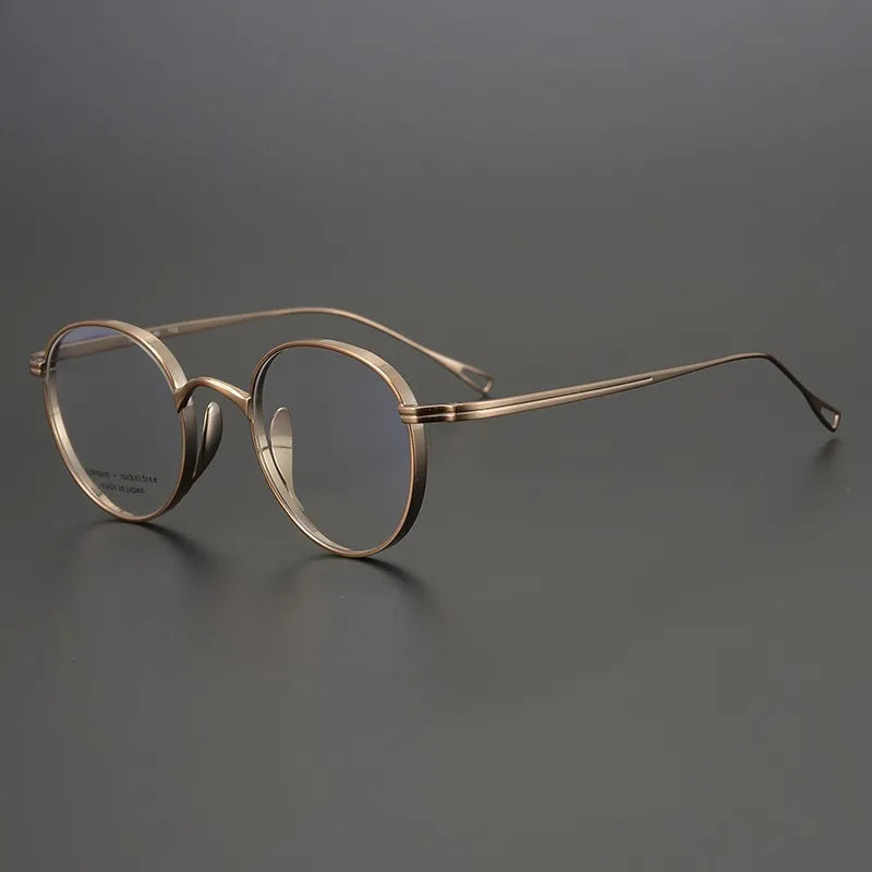Unisex Black Titanium Flat Top Round Full Rim Eyeglasses 55113 - Stylish & Durable for Work, Reading & Everyday Wear