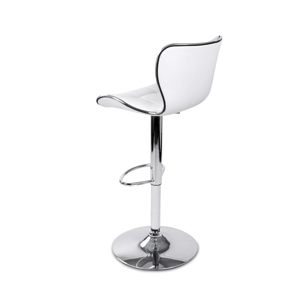2-Pack Adjustable Height Bar Stools with Gas Lift Mechanism & Premium Leather Seat - White - Perfect for Kitchen Islands, Breakfast Bars & Home Bars