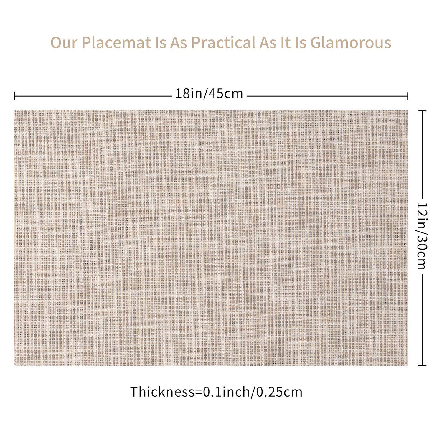 SENDAY Heat-Resistant & Stain-Resistant PVC Placemats Set of 8 - Non-Slip Woven Vinyl Table Mats for Kitchen Dining, Washable & Durable Beige Placemats - Perfect for Everyday Meals, Dinner Parties & Home Decor