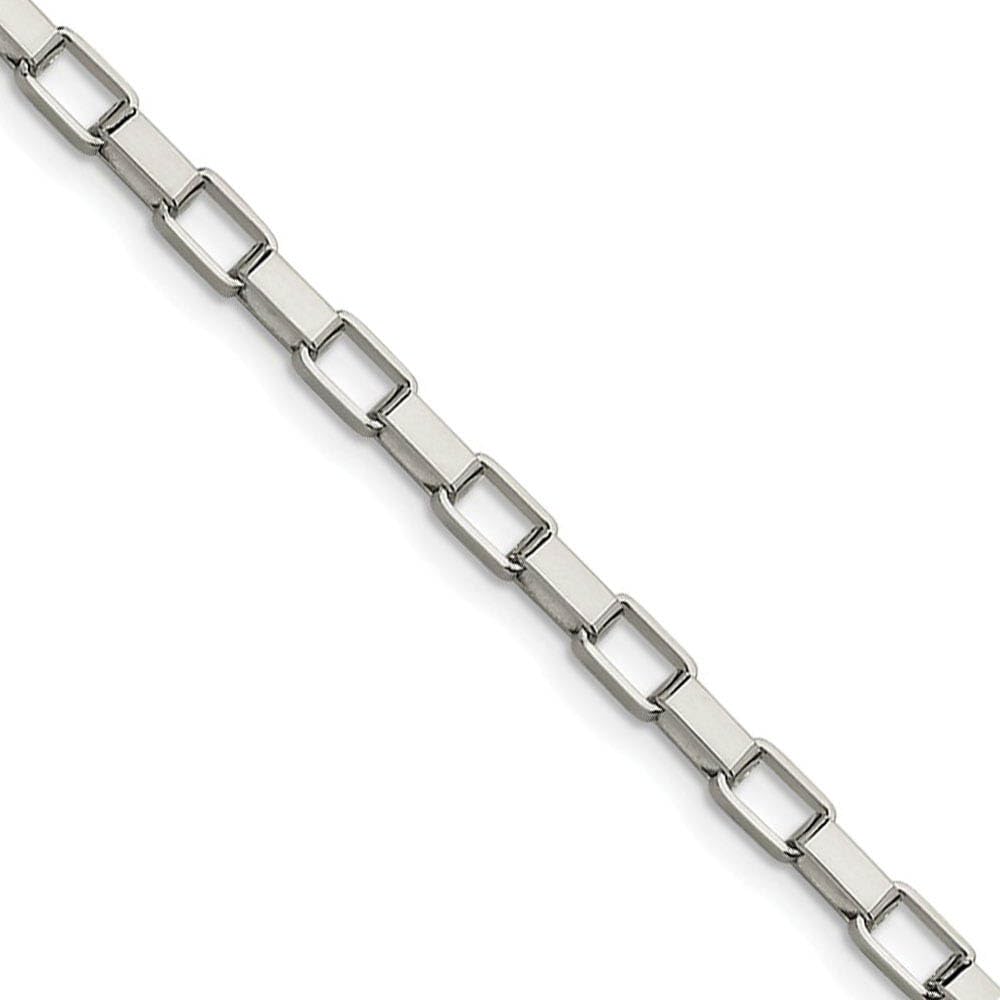 The Black Bow Men's 4.8mm Stainless Steel Open Box Chain Bracelet - 8 Inch - Perfect for Casual Wear, Gifts, and Special Occasions