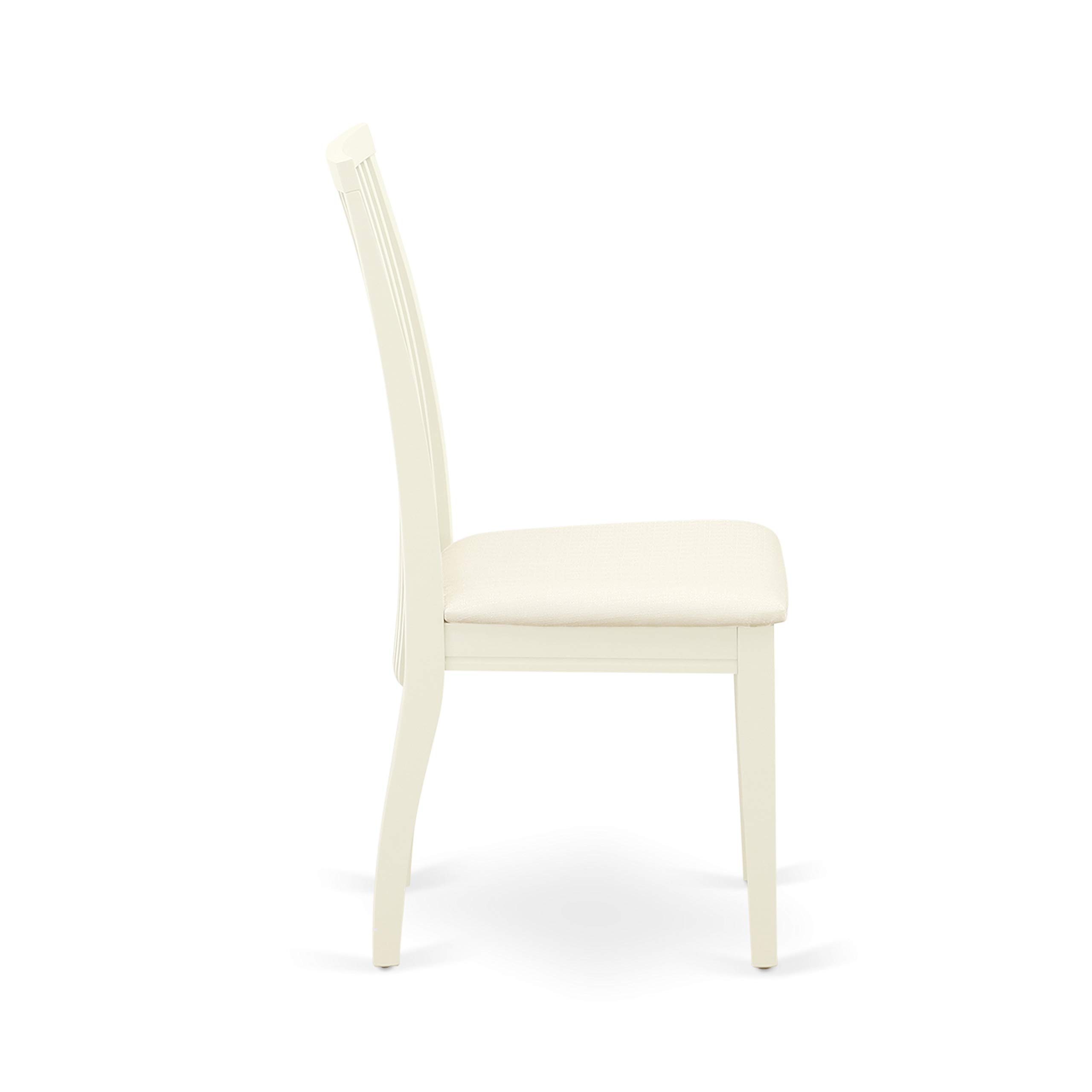 East West Furniture DOIP5-LWH-C 5-Piece White Linen Dining Set with Extendable Table & 4 Upholstered Chairs, 42x78 Inch - Perfect for Small Kitchens, Breakfast Nooks & Compact Dining Spaces