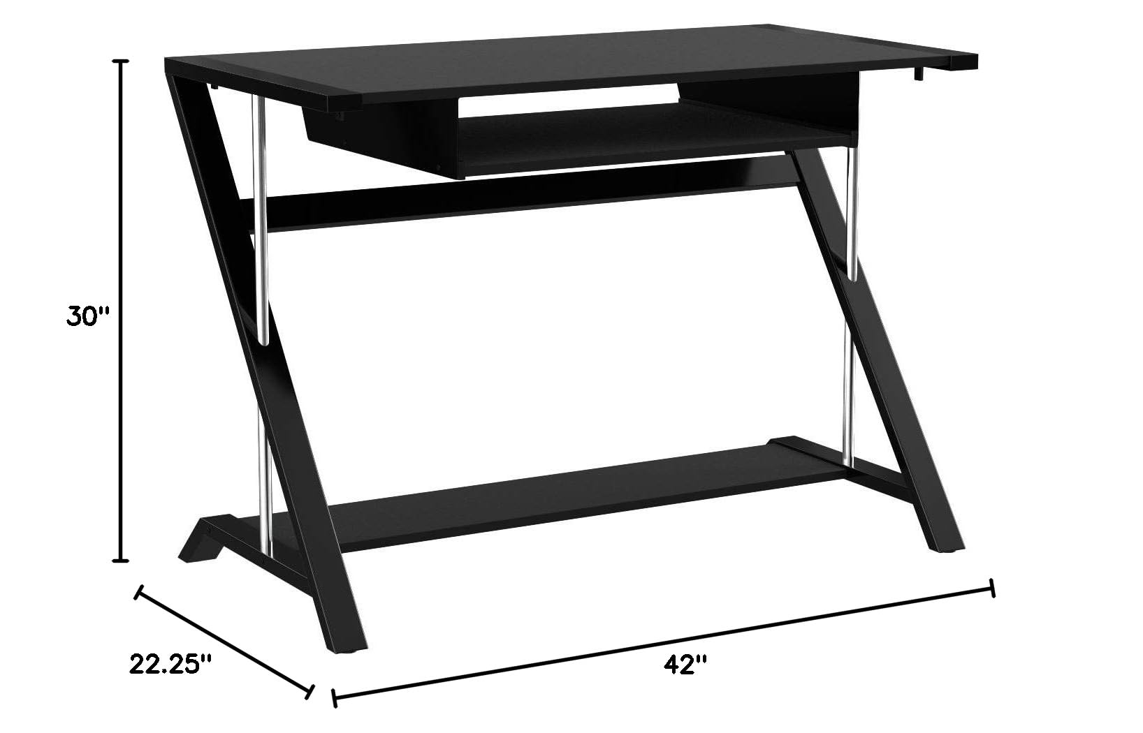 Black Coaster Furniture Computer Desk with Bottom Shelf - Modern Home Office Desk for Work & Study, Durable Writing Table for Small Spaces, Perfect for Remote Work & Online Classes